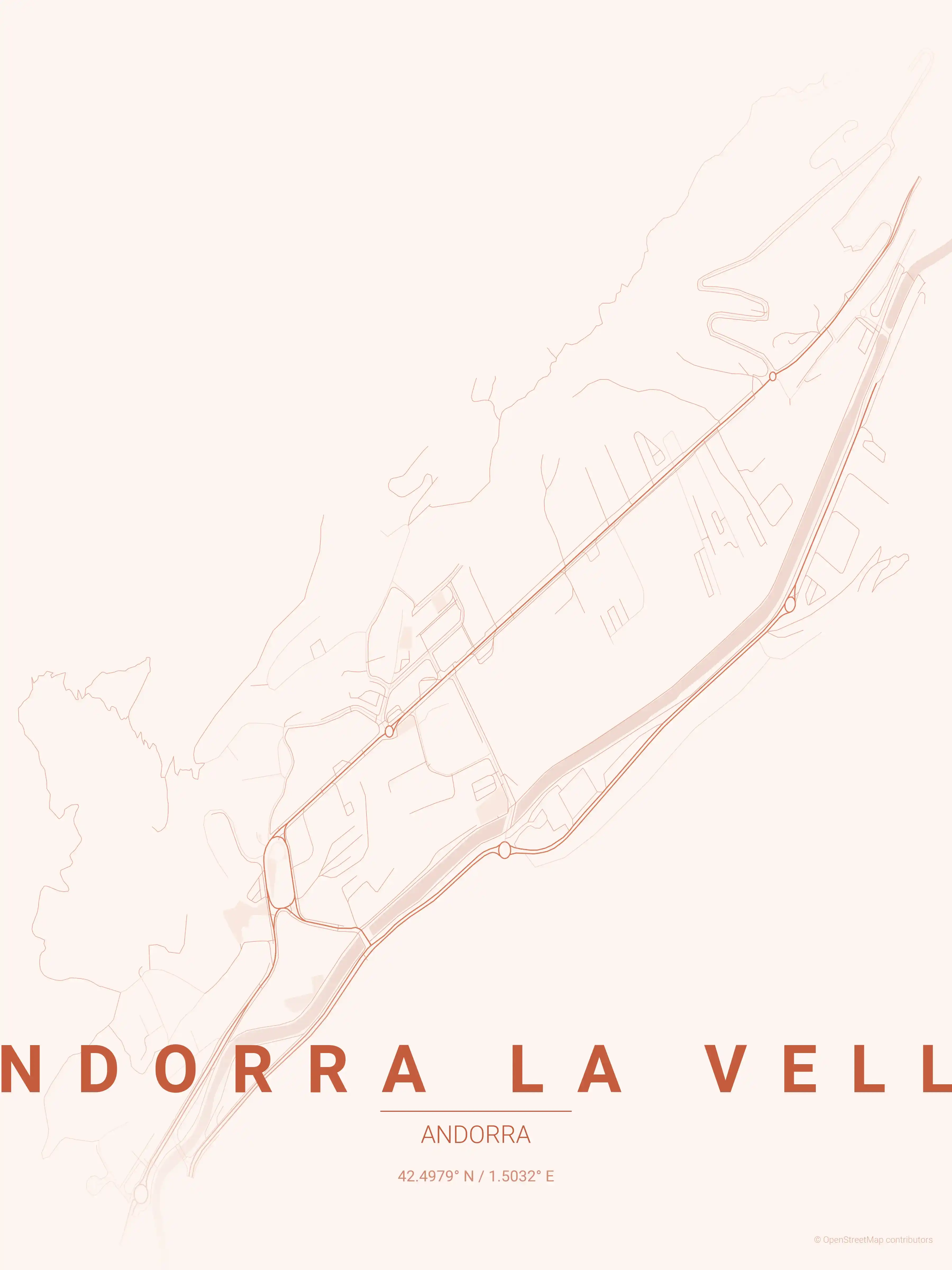Andorra la Vella sunset map