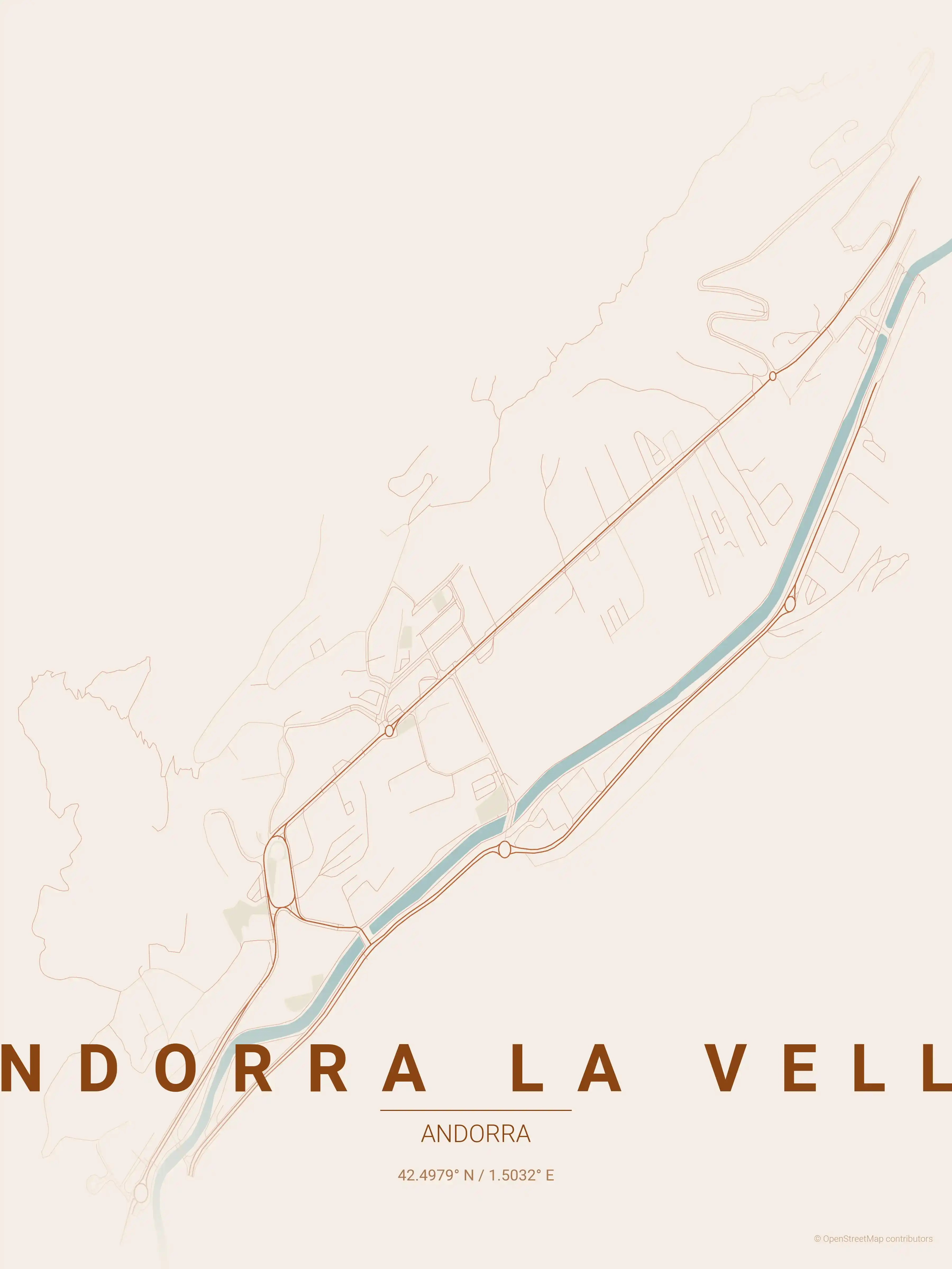 Andorra la Vella terracotta map