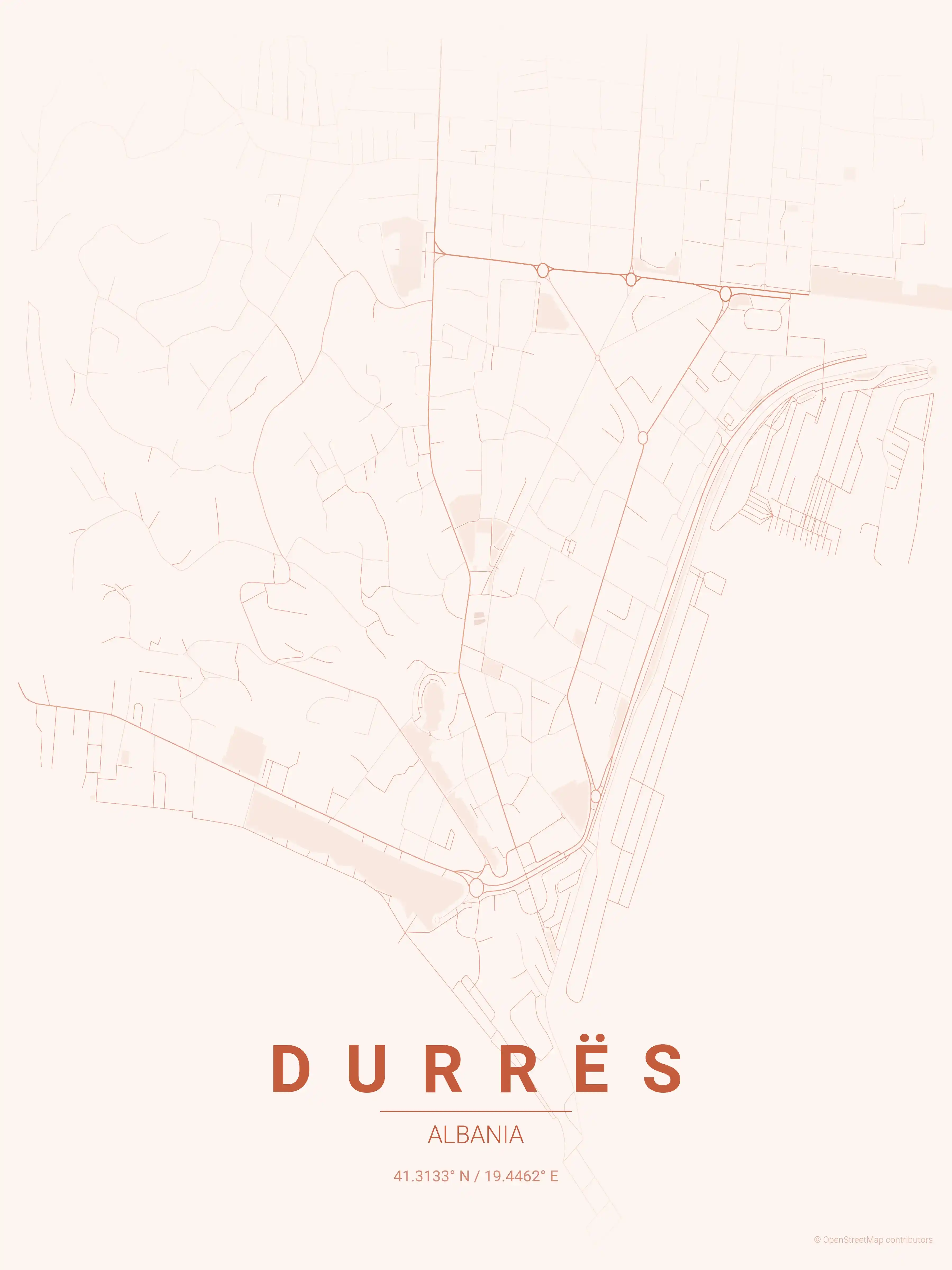Durrës sunset map