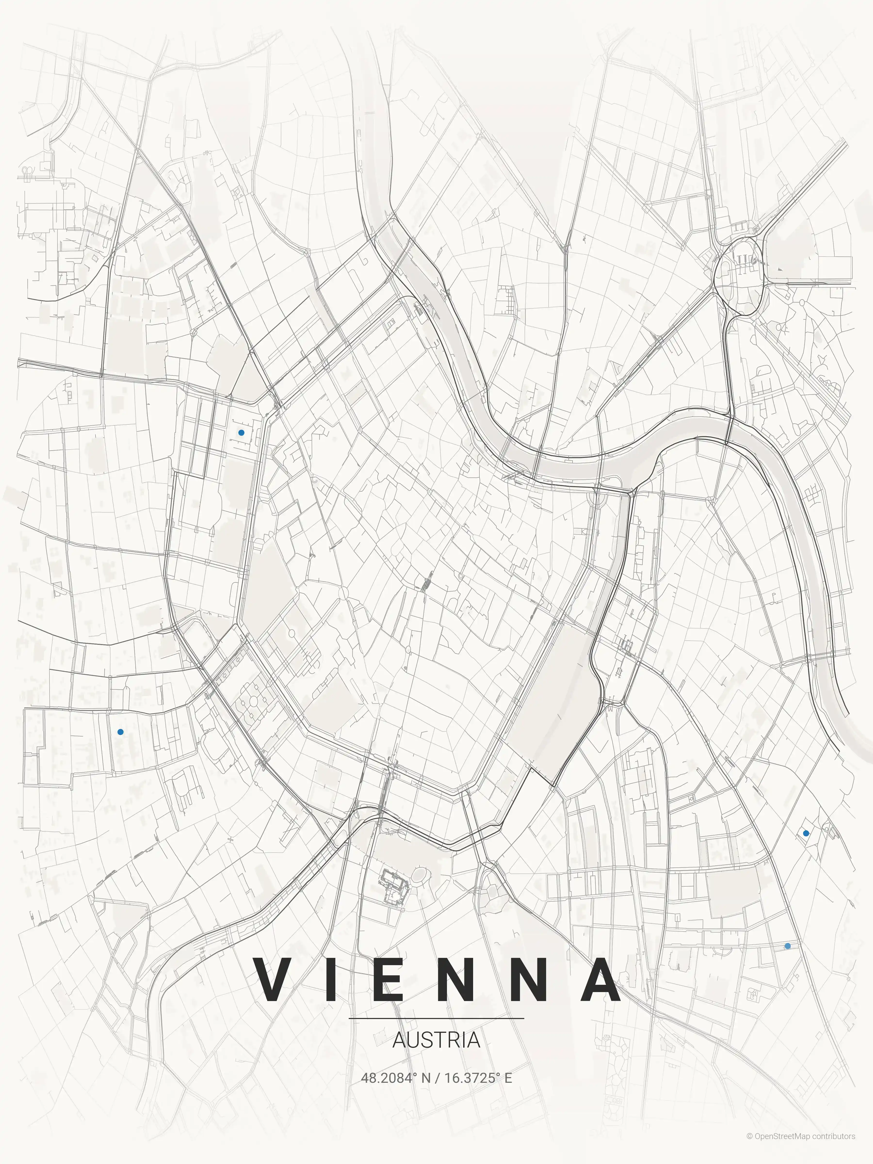 Minimalist japanese_ink street map of Vienna, Austria - Urban grid art