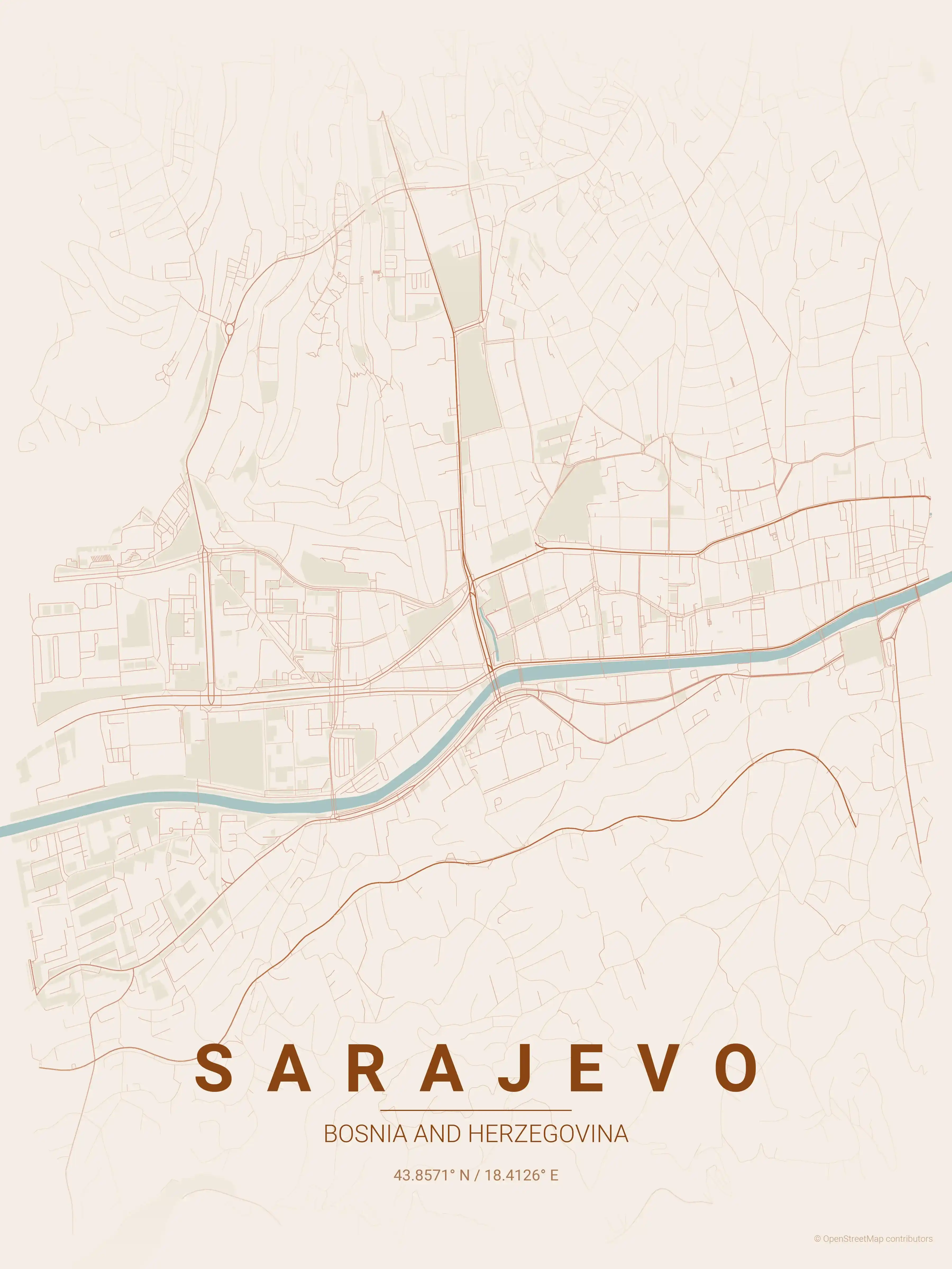 Sarajevo terracotta map