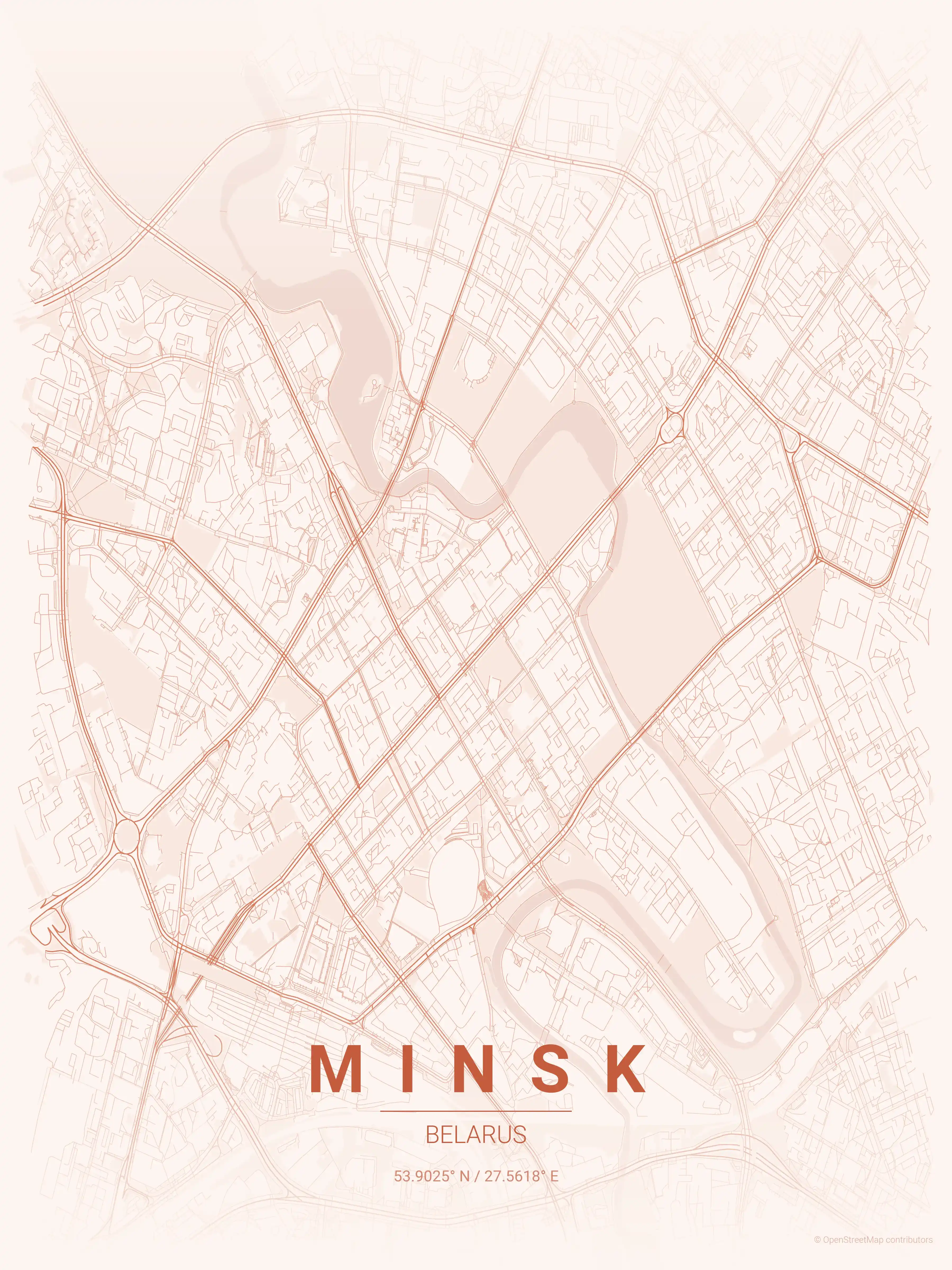Minsk sunset map