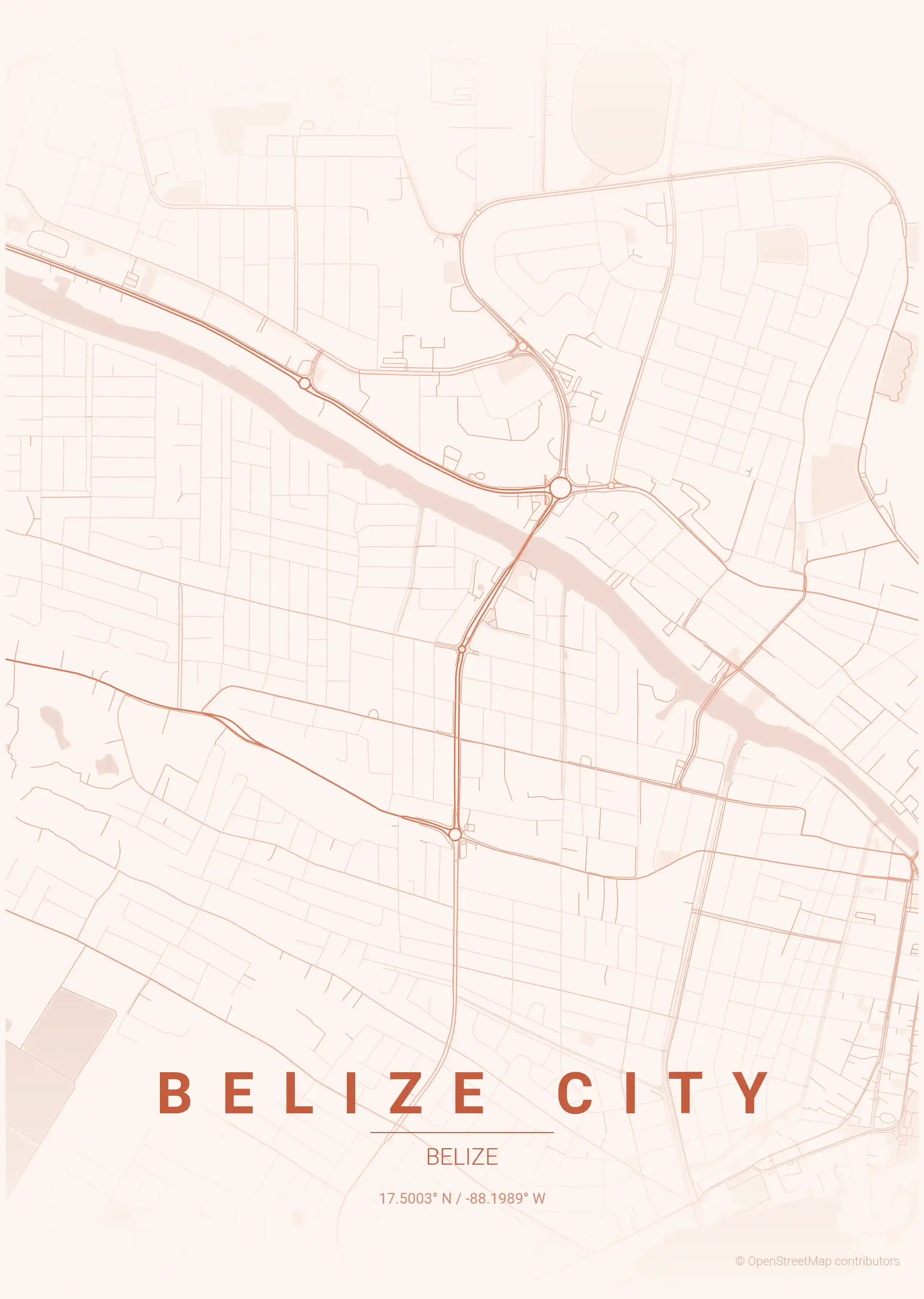 Belize City sunset map