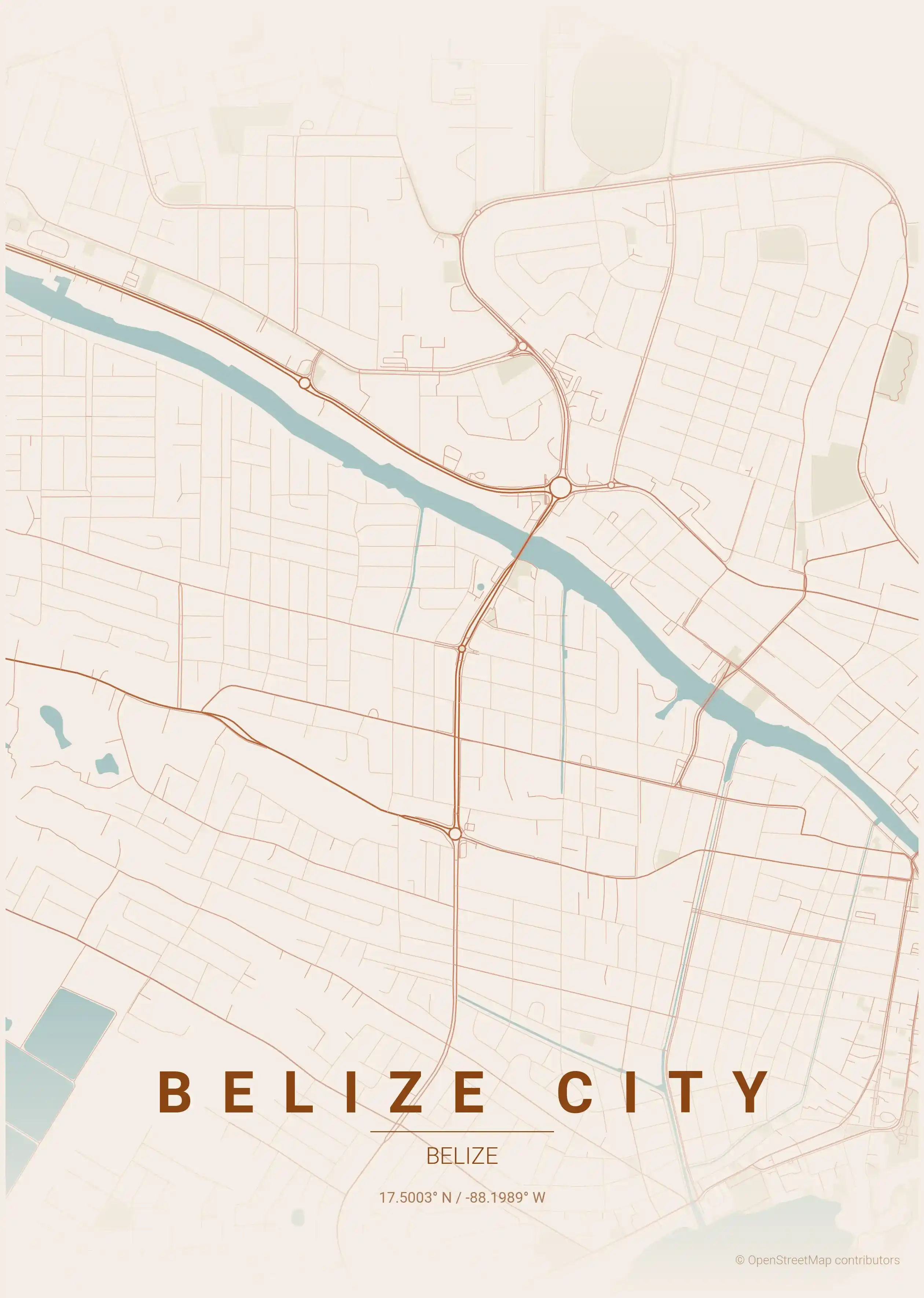 Belize City terracotta map