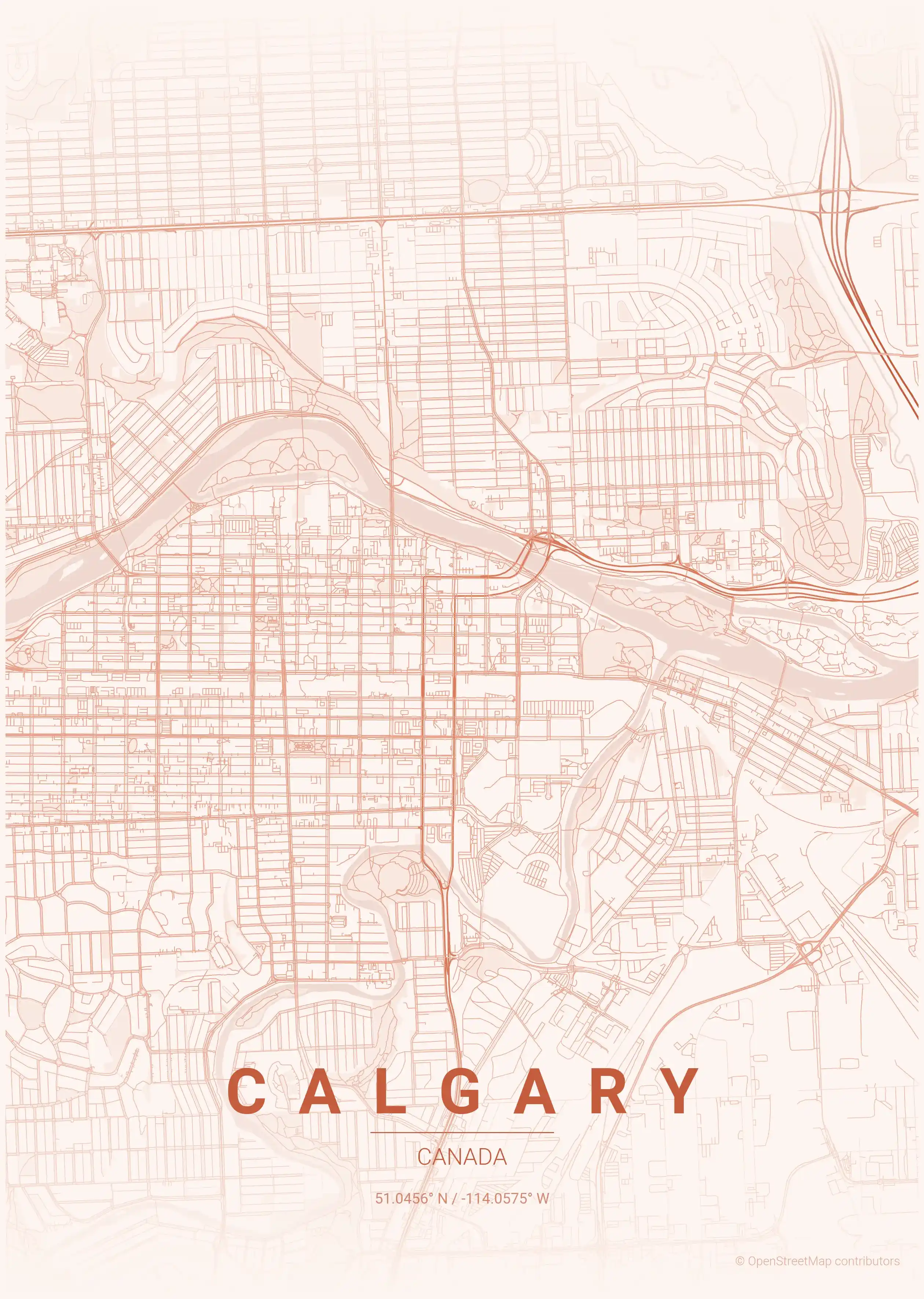 Calgary sunset map