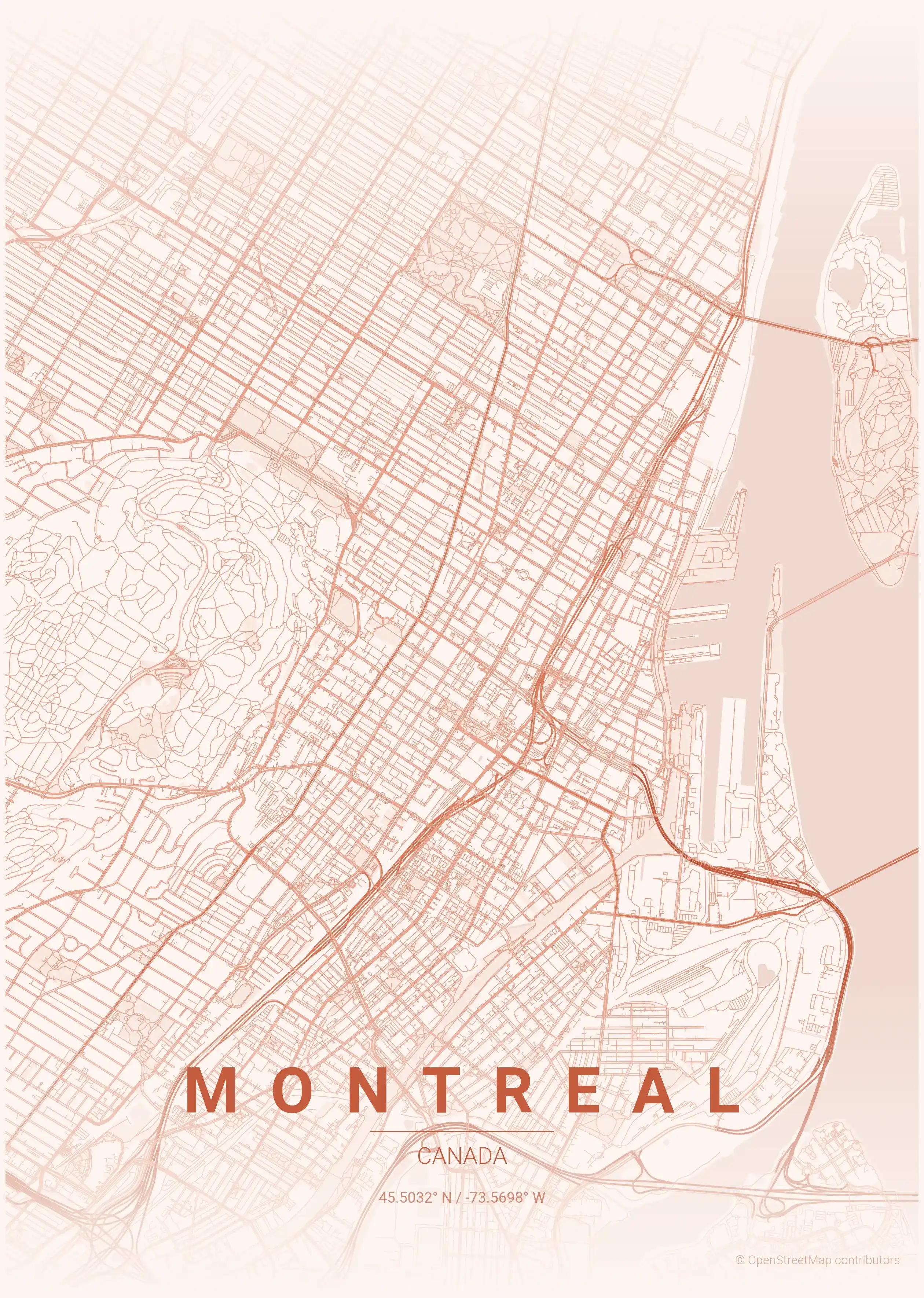 Montreal sunset map