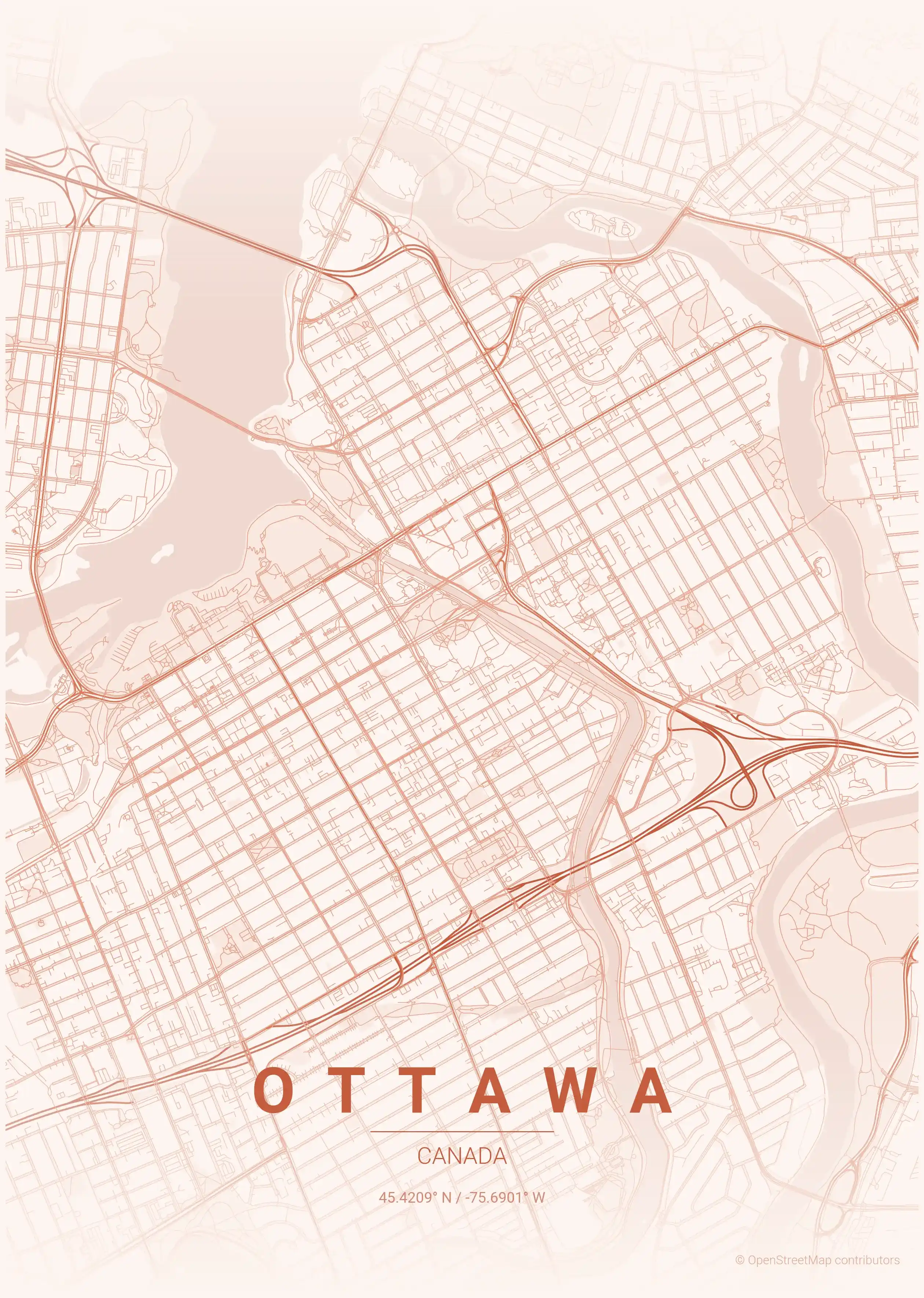 Ottawa sunset map