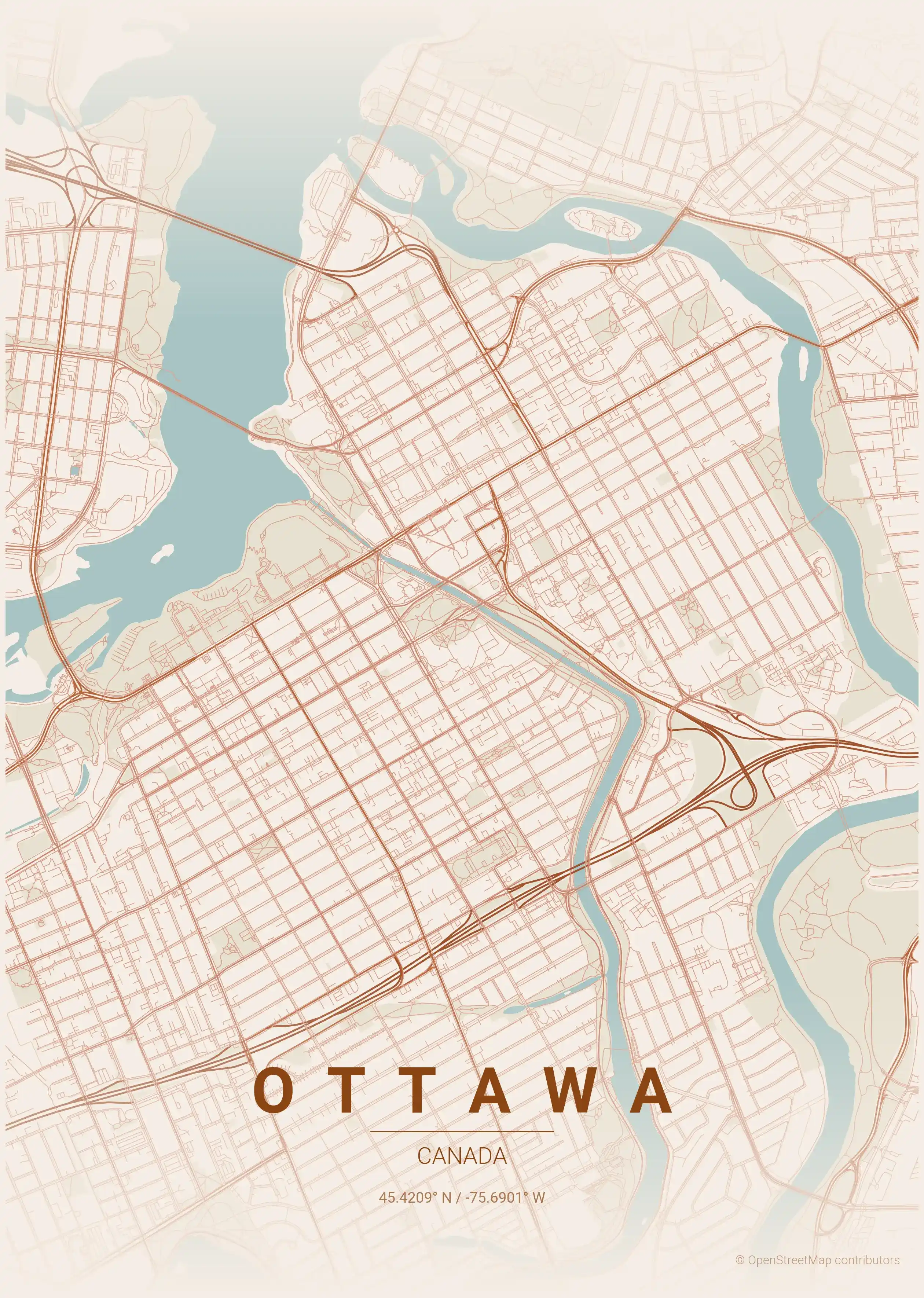 Ottawa terracotta map