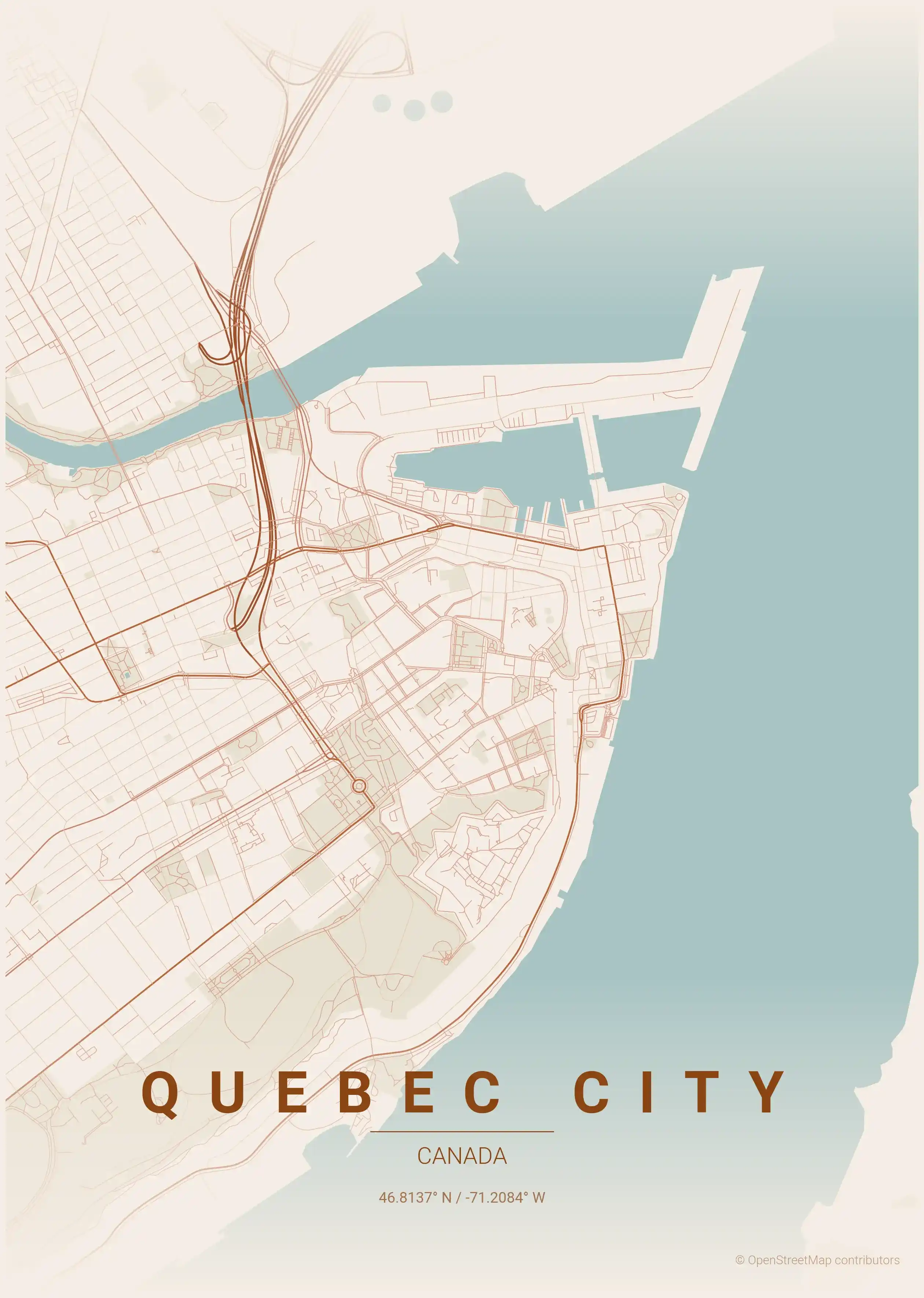 Quebec City terracotta map