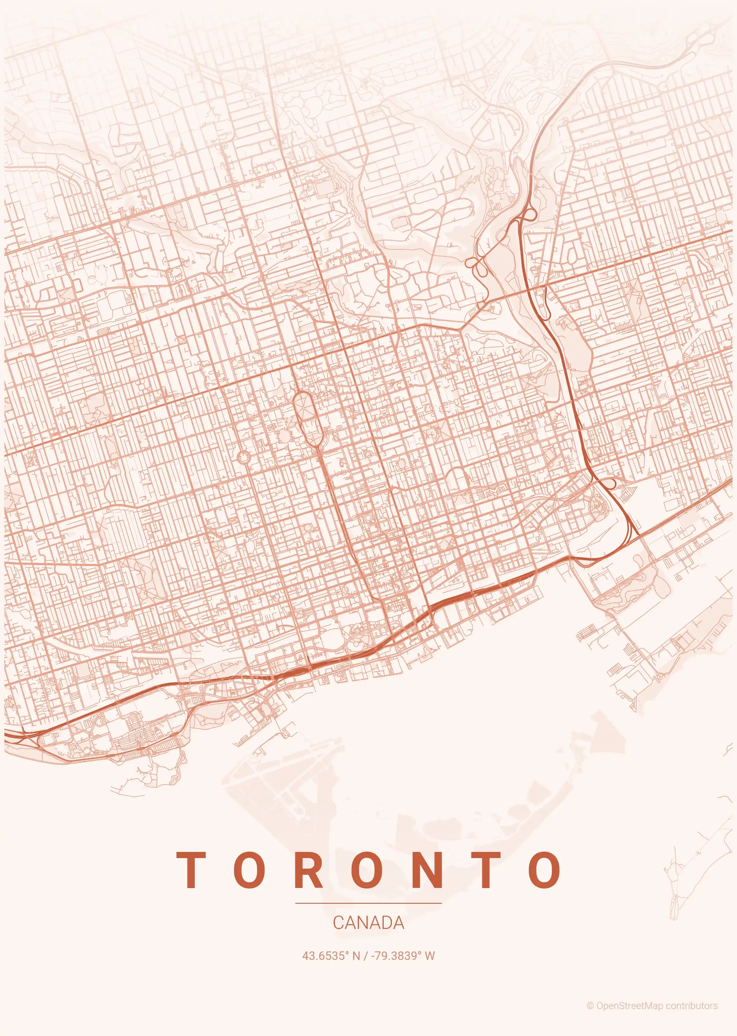 Toronto sunset map