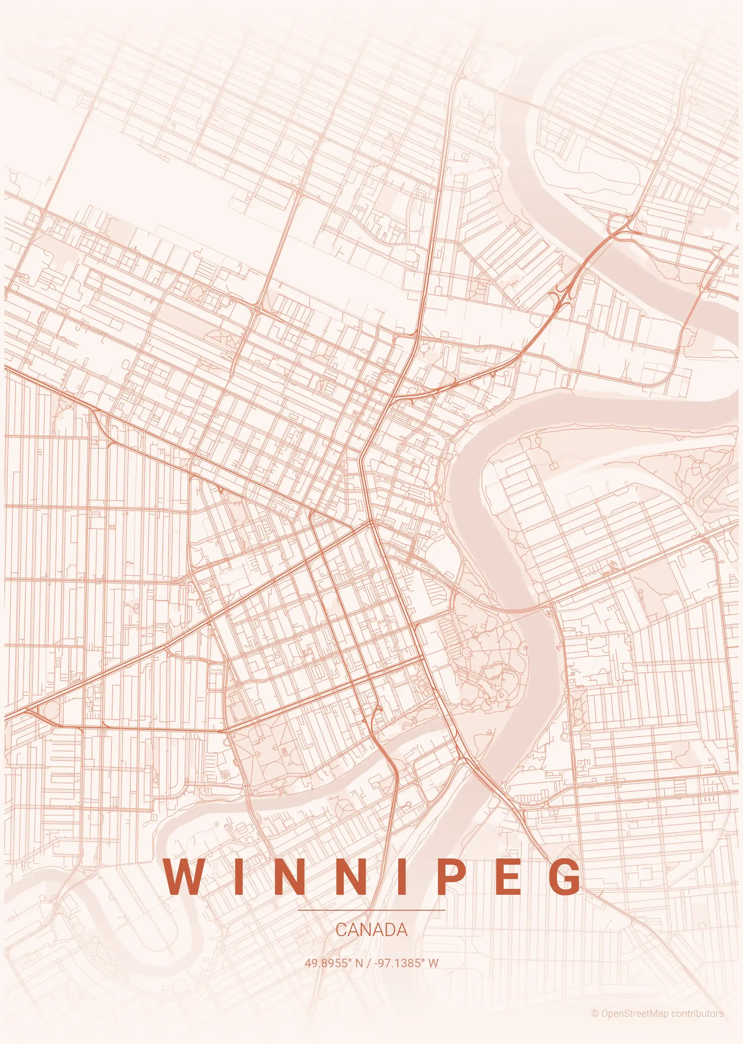 Winnipeg sunset map
