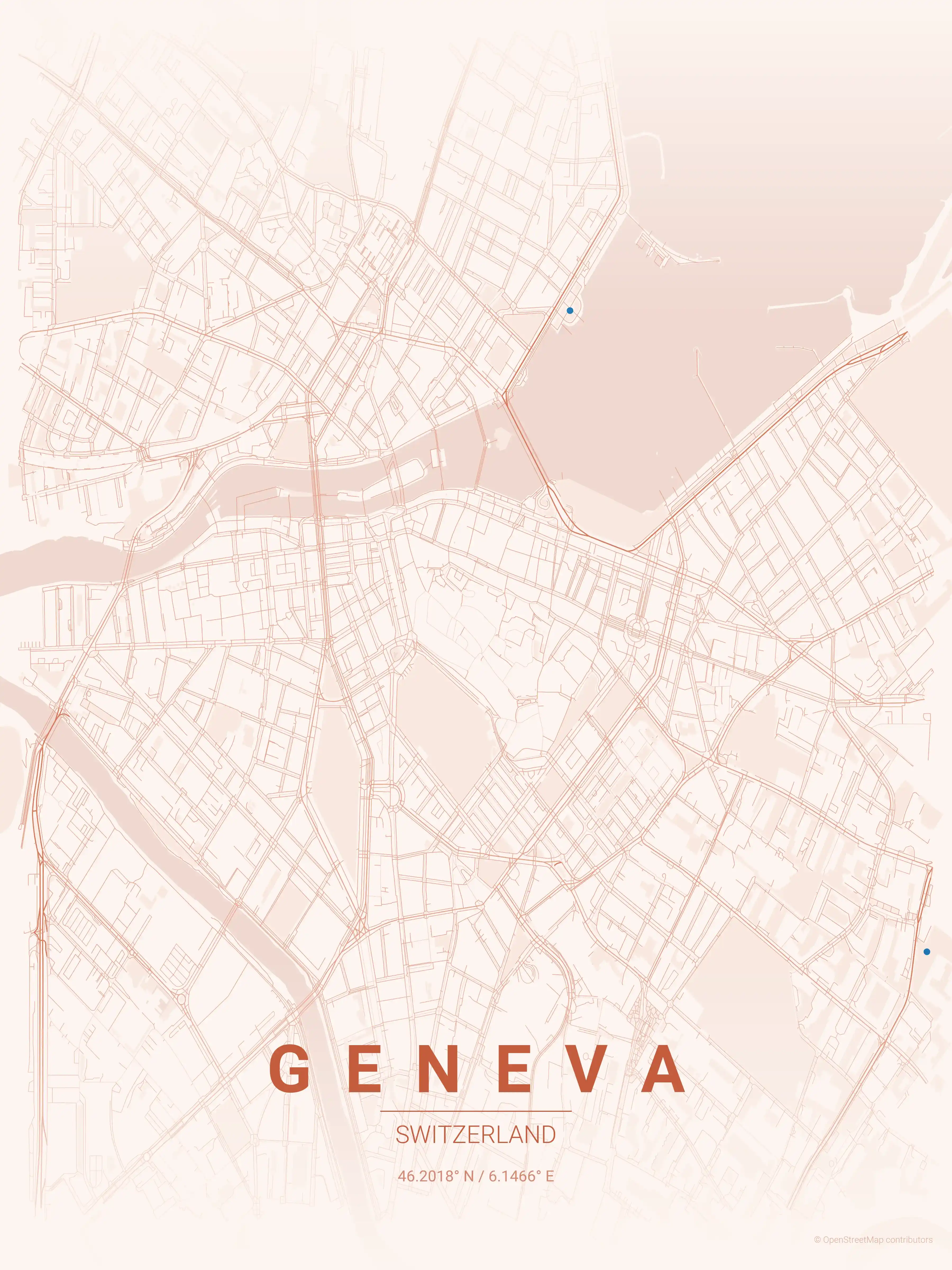 Geneva sunset map