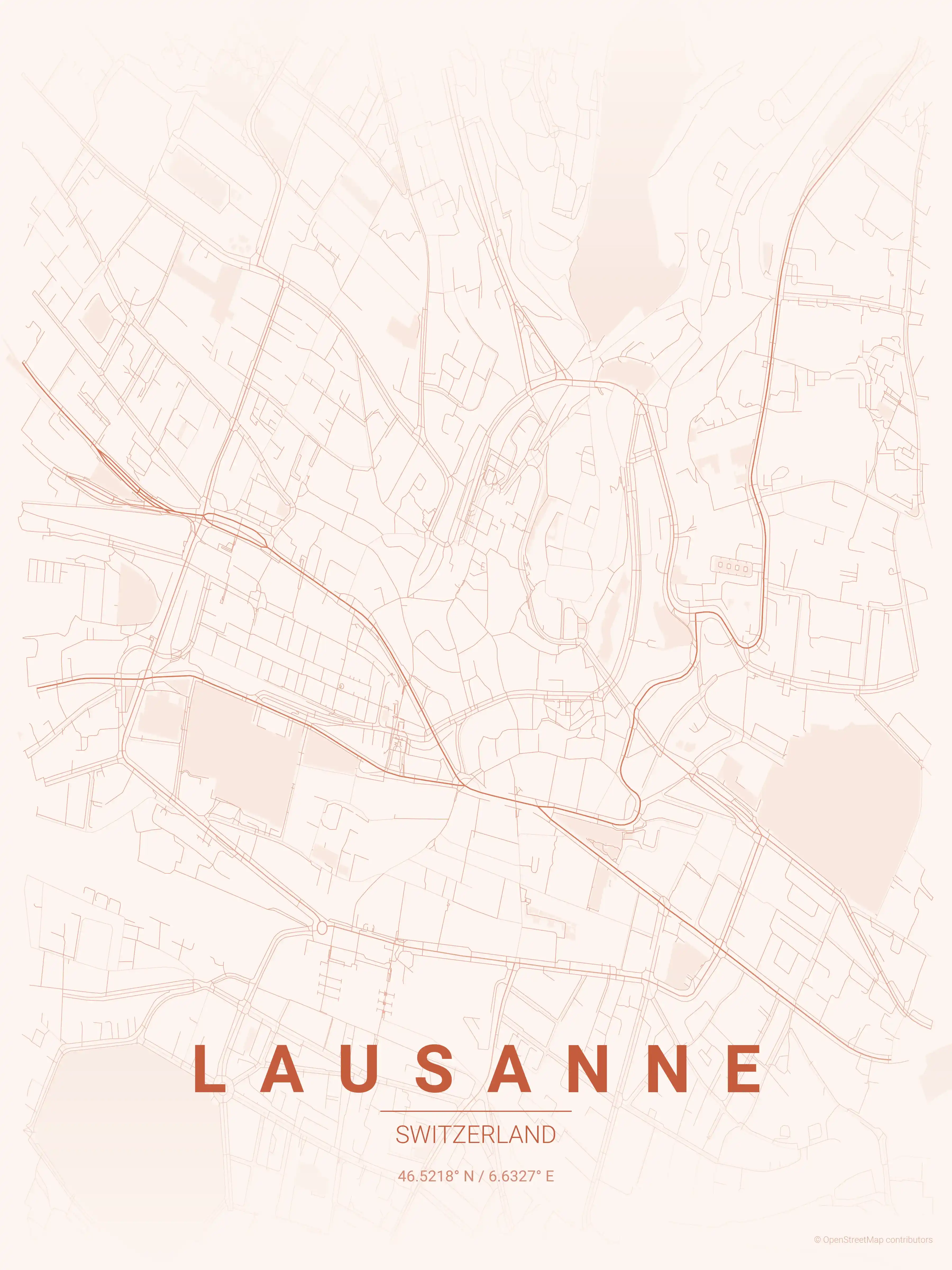 Lausanne sunset map