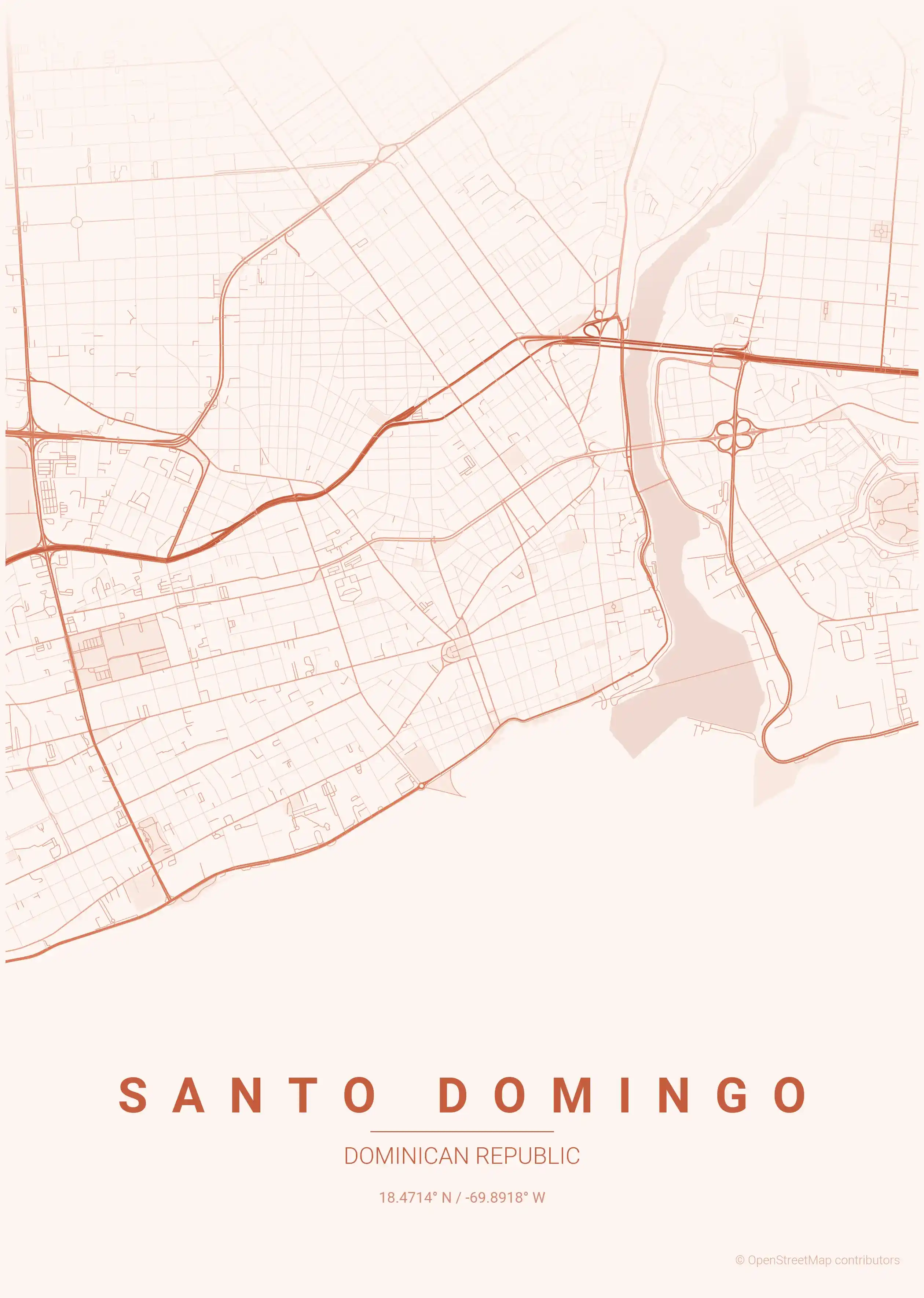 Santo Domingo sunset map