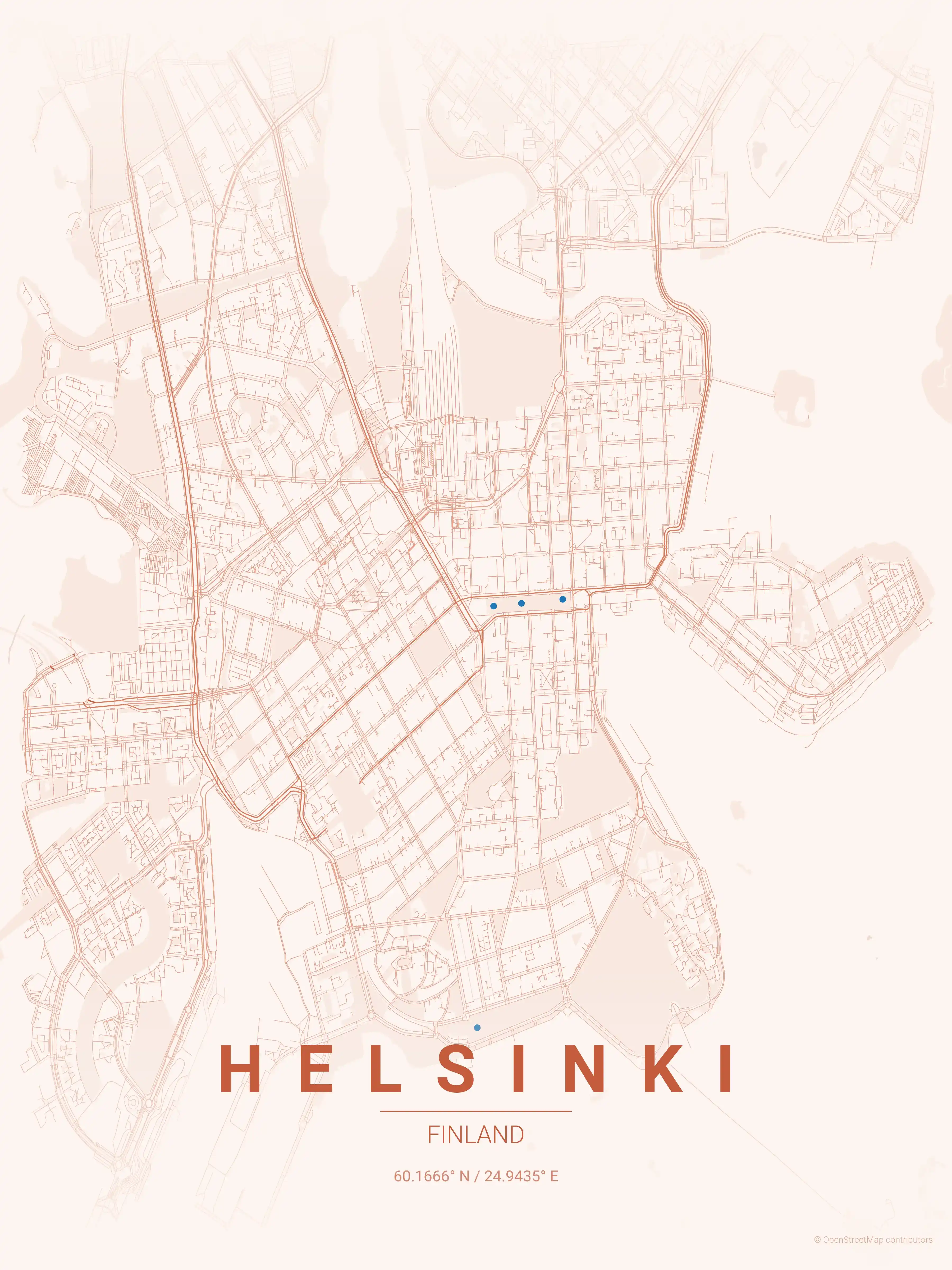 Minimalist sunset street map of Helsinki, Finland - Urban grid art