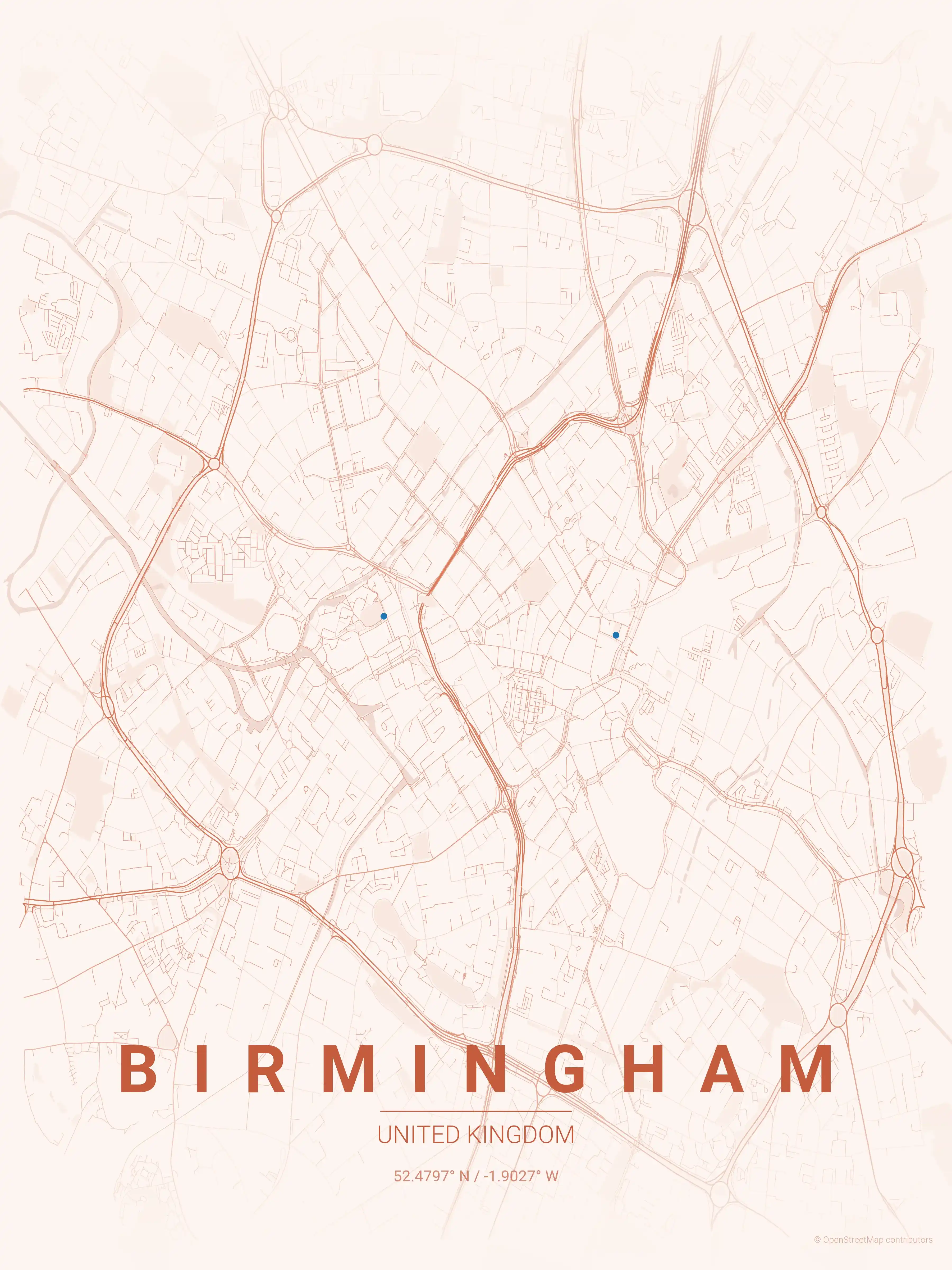 Birmingham sunset map