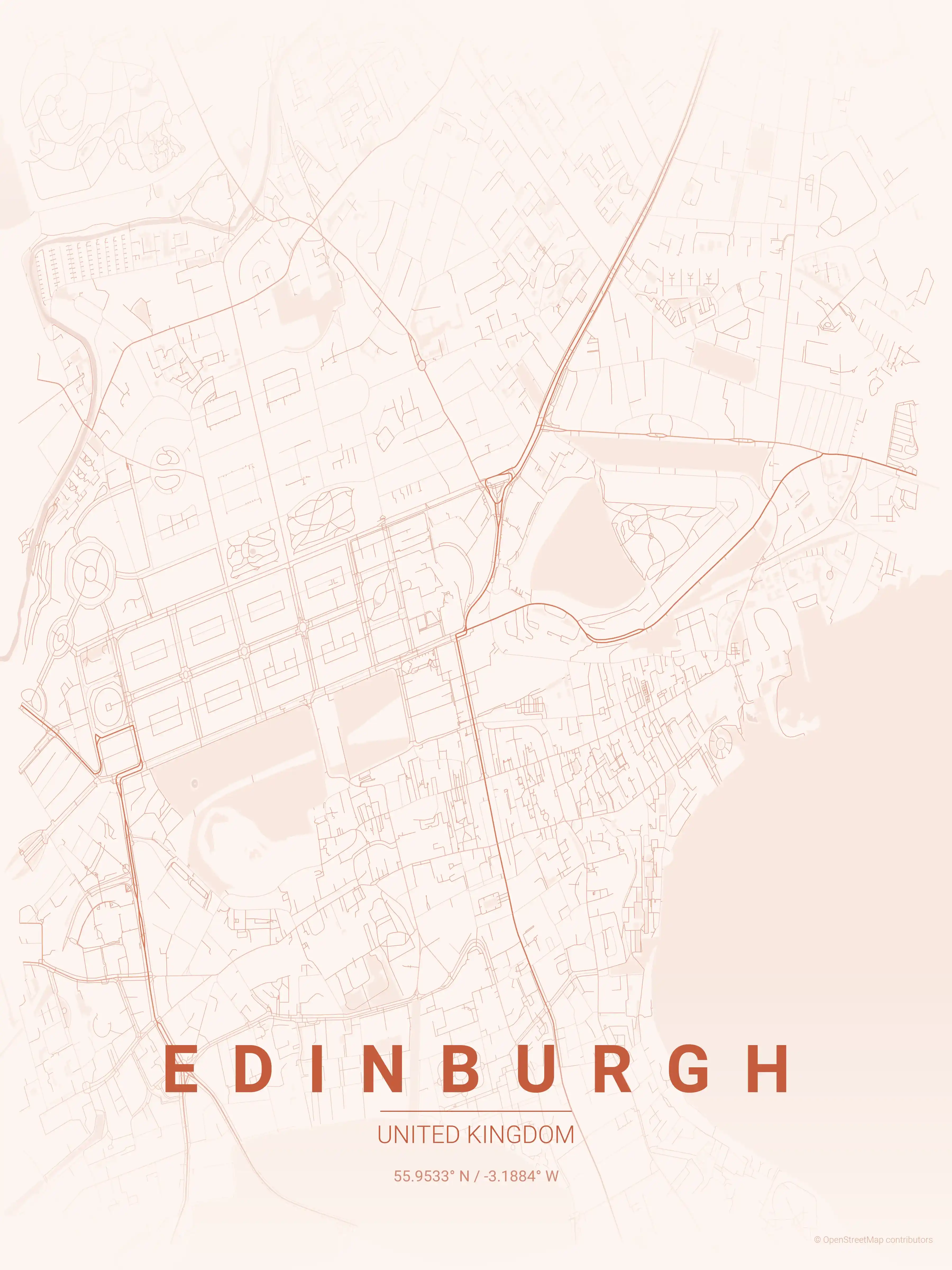 Edinburgh sunset map