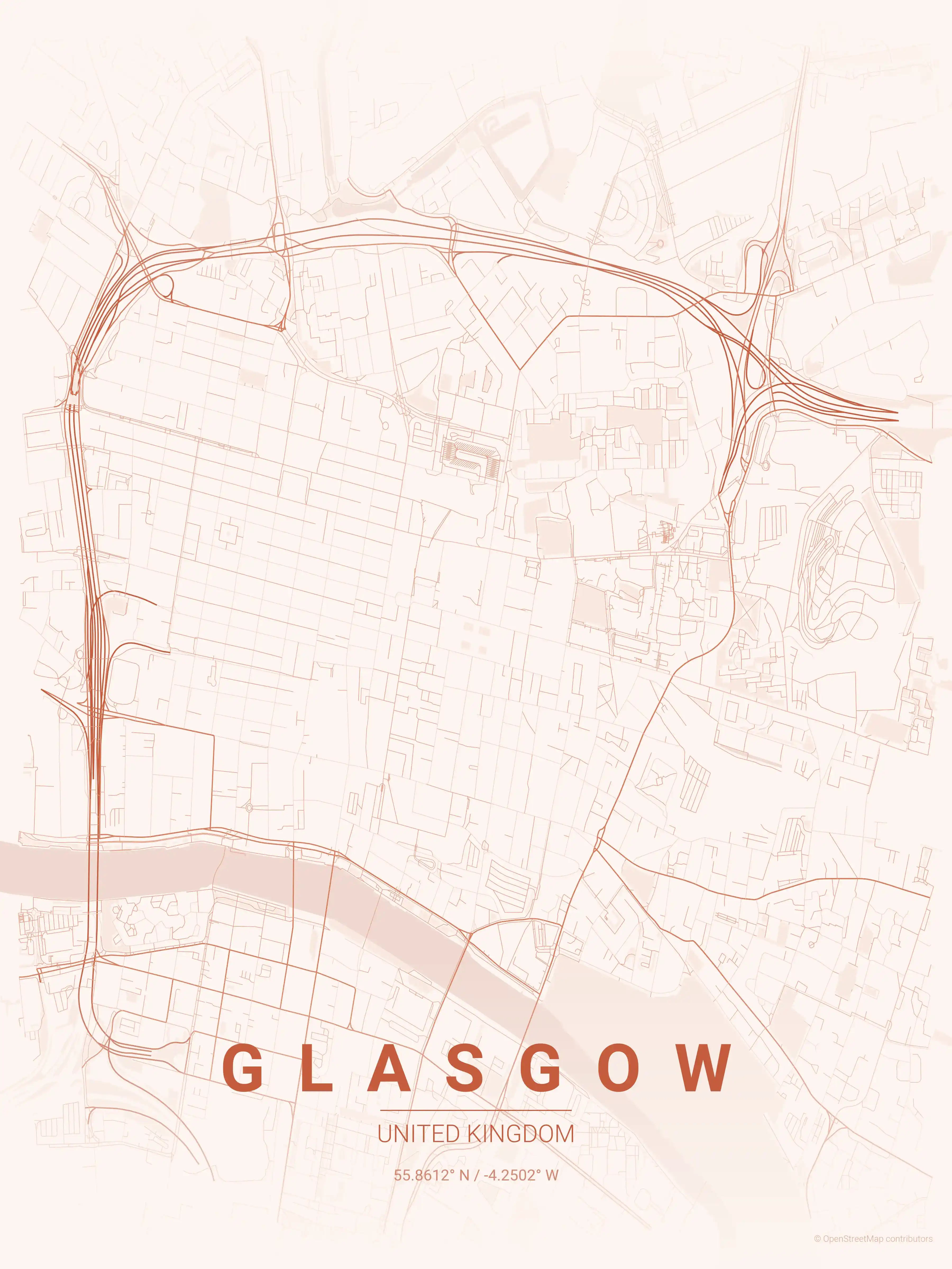 Glasgow sunset map