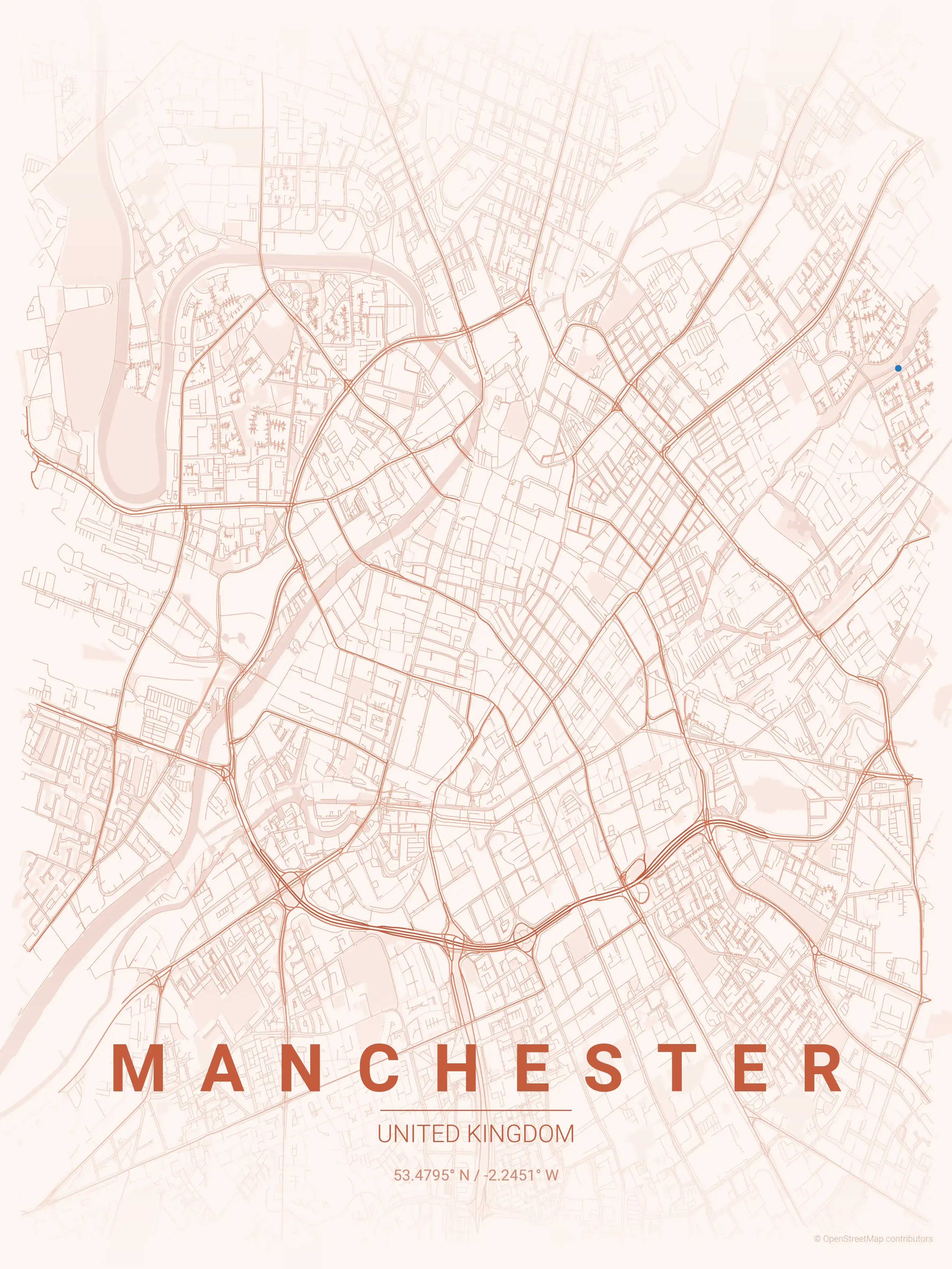 Manchester sunset map