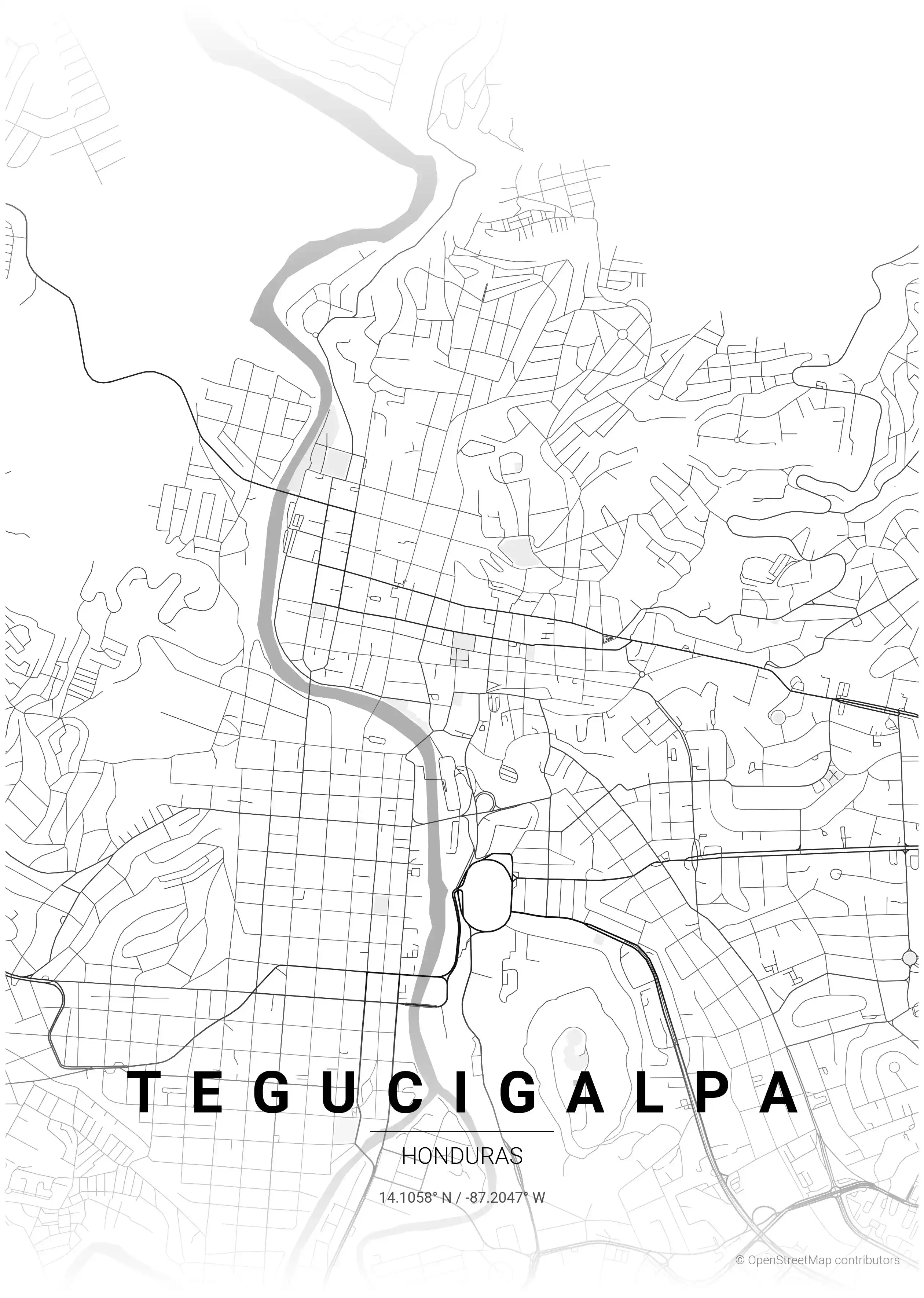 Tegucigalpa contrast zones map