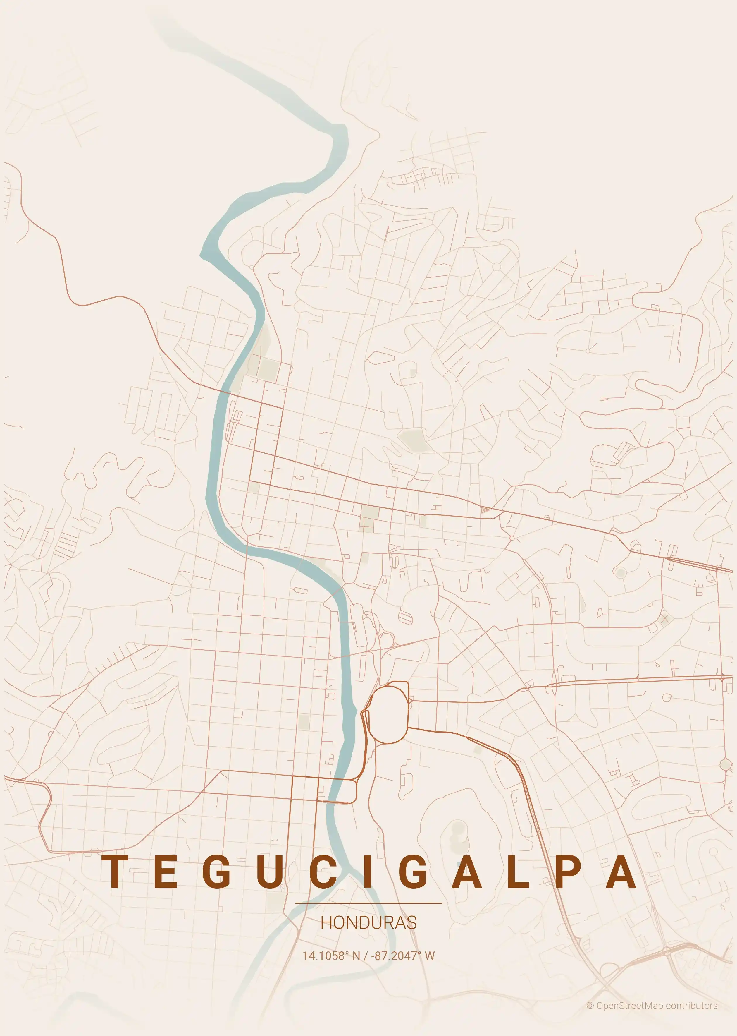Tegucigalpa terracotta map