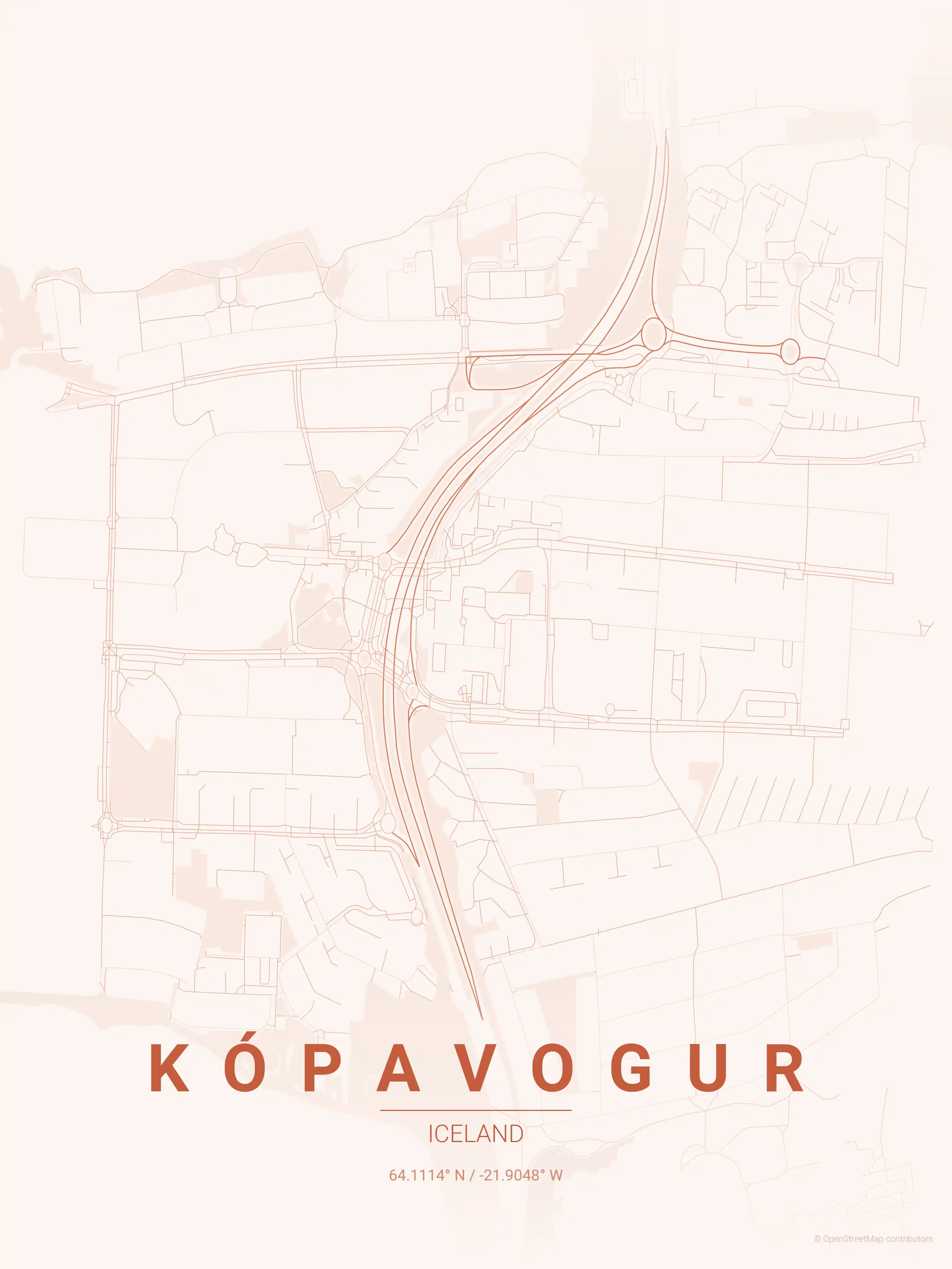 Kópavogur sunset map