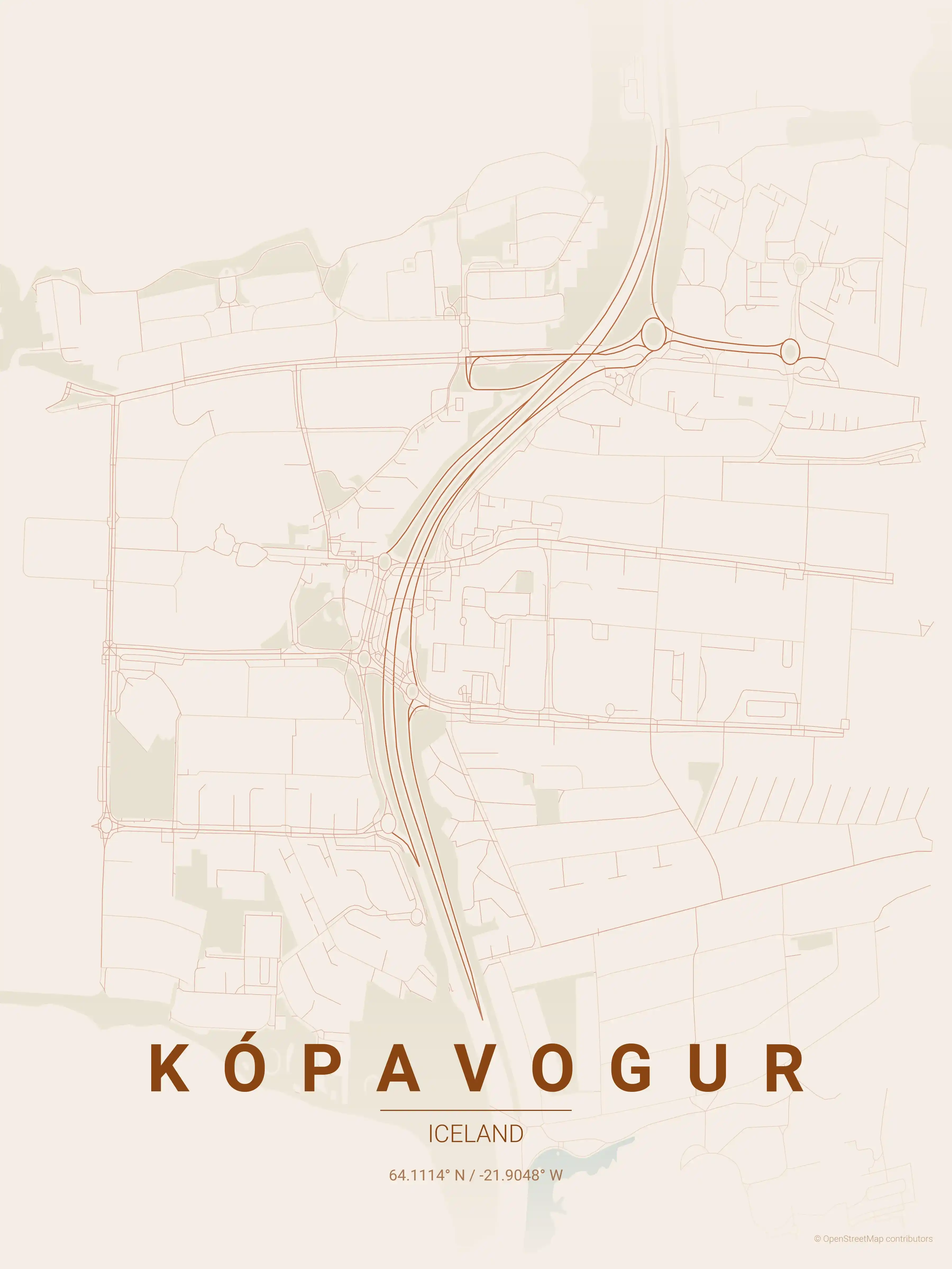 Kópavogur terracotta map