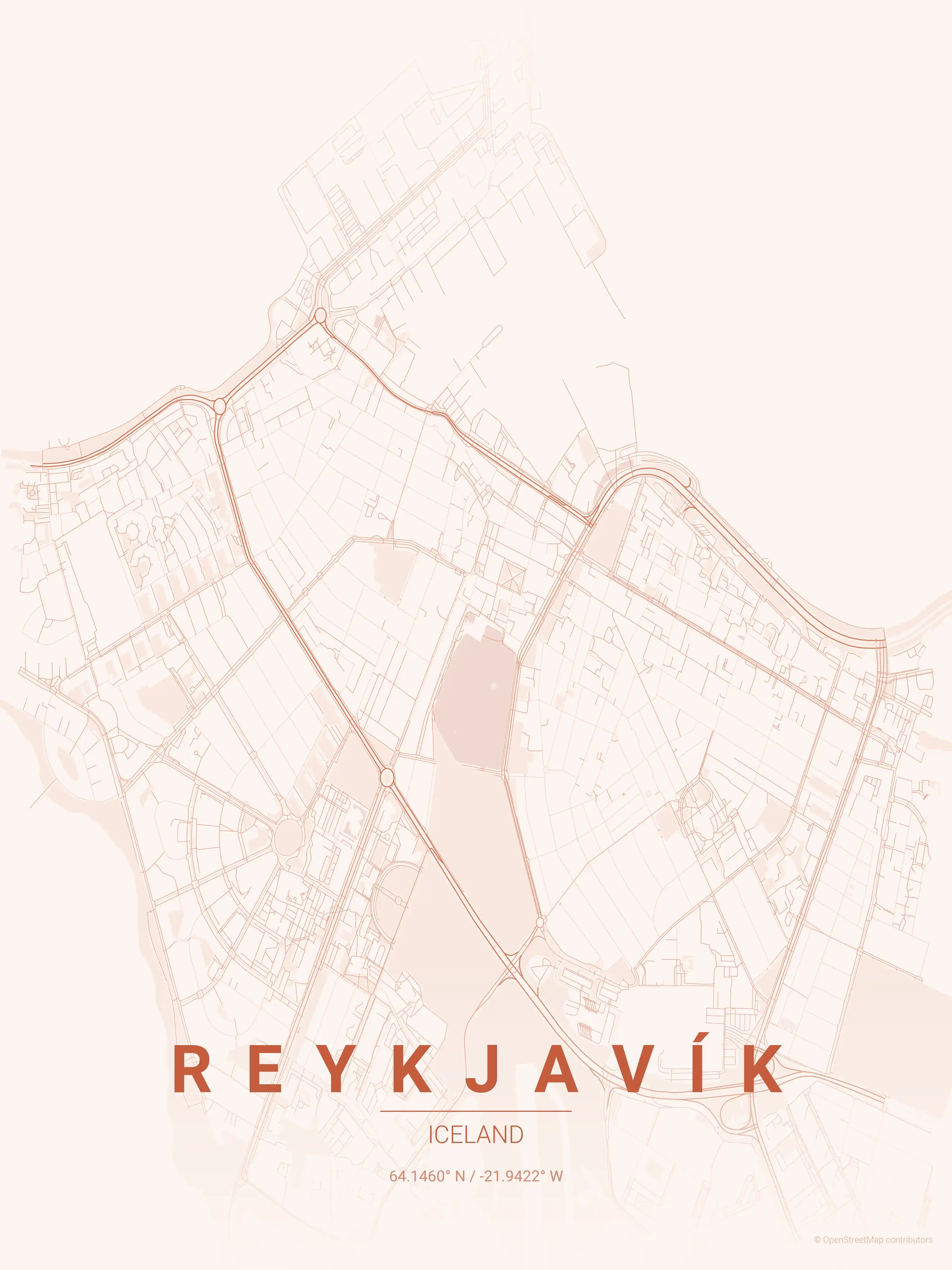 Reykjavík sunset map