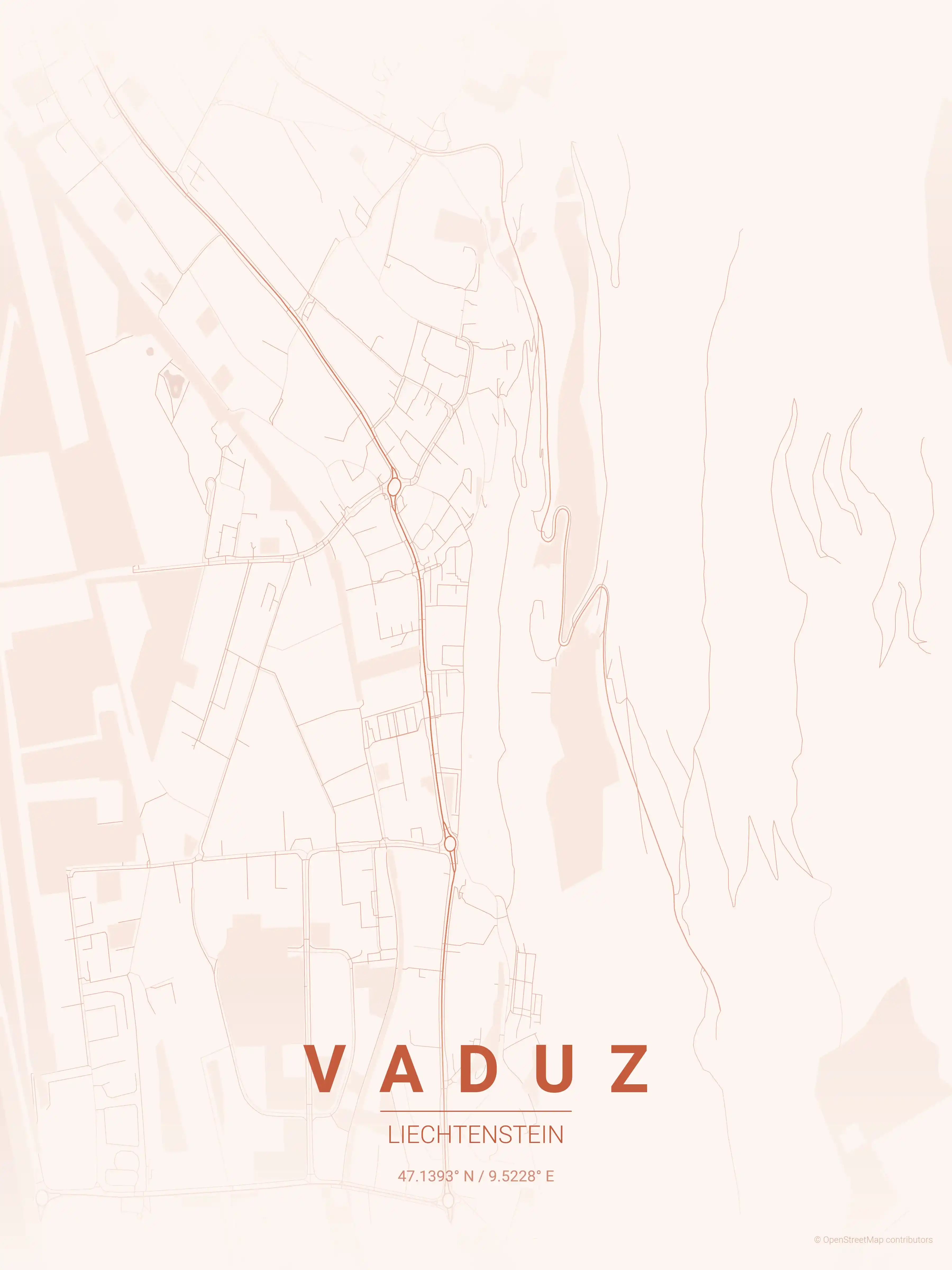 Vaduz sunset map