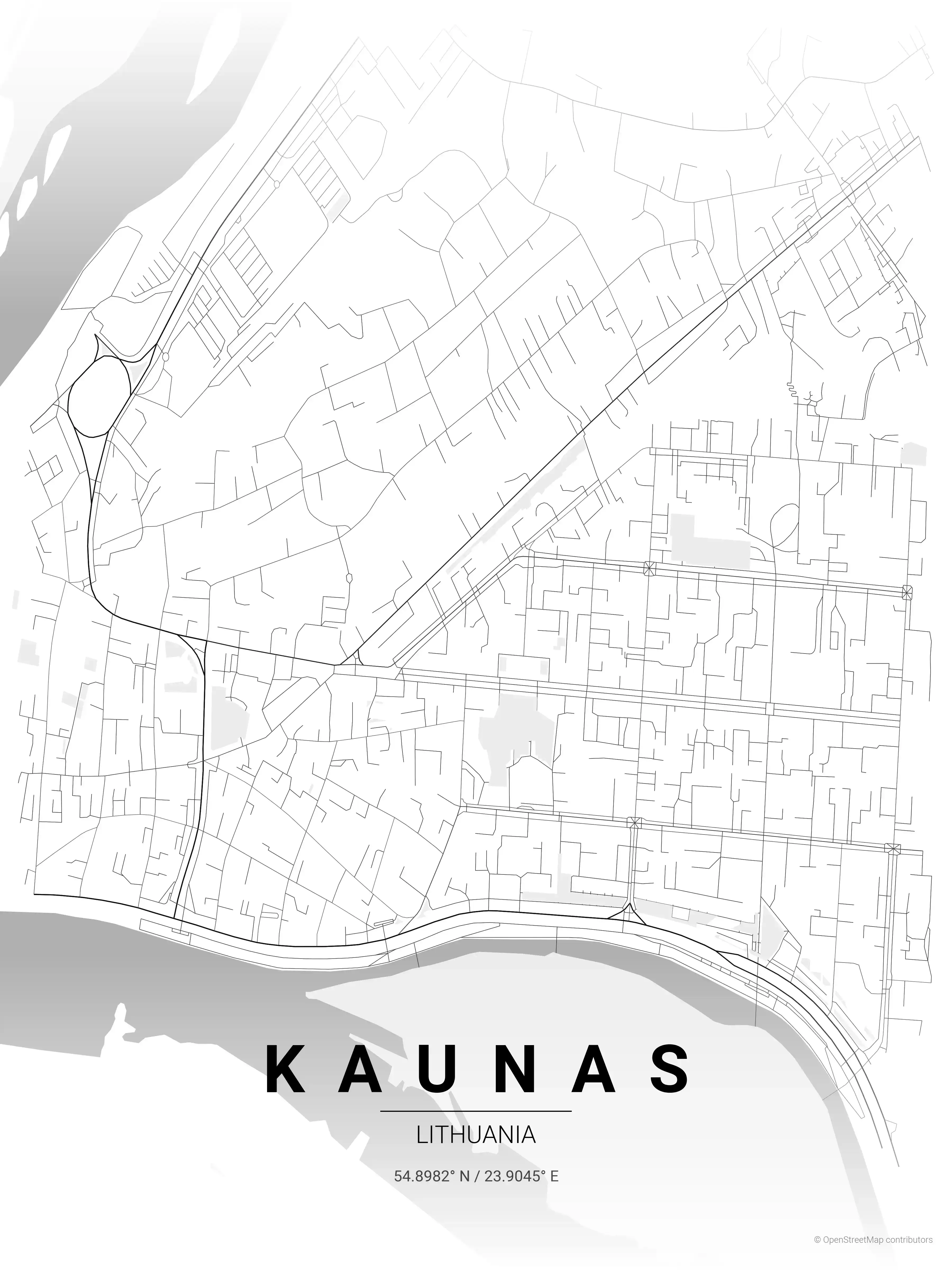 Kaunas contrast zones map