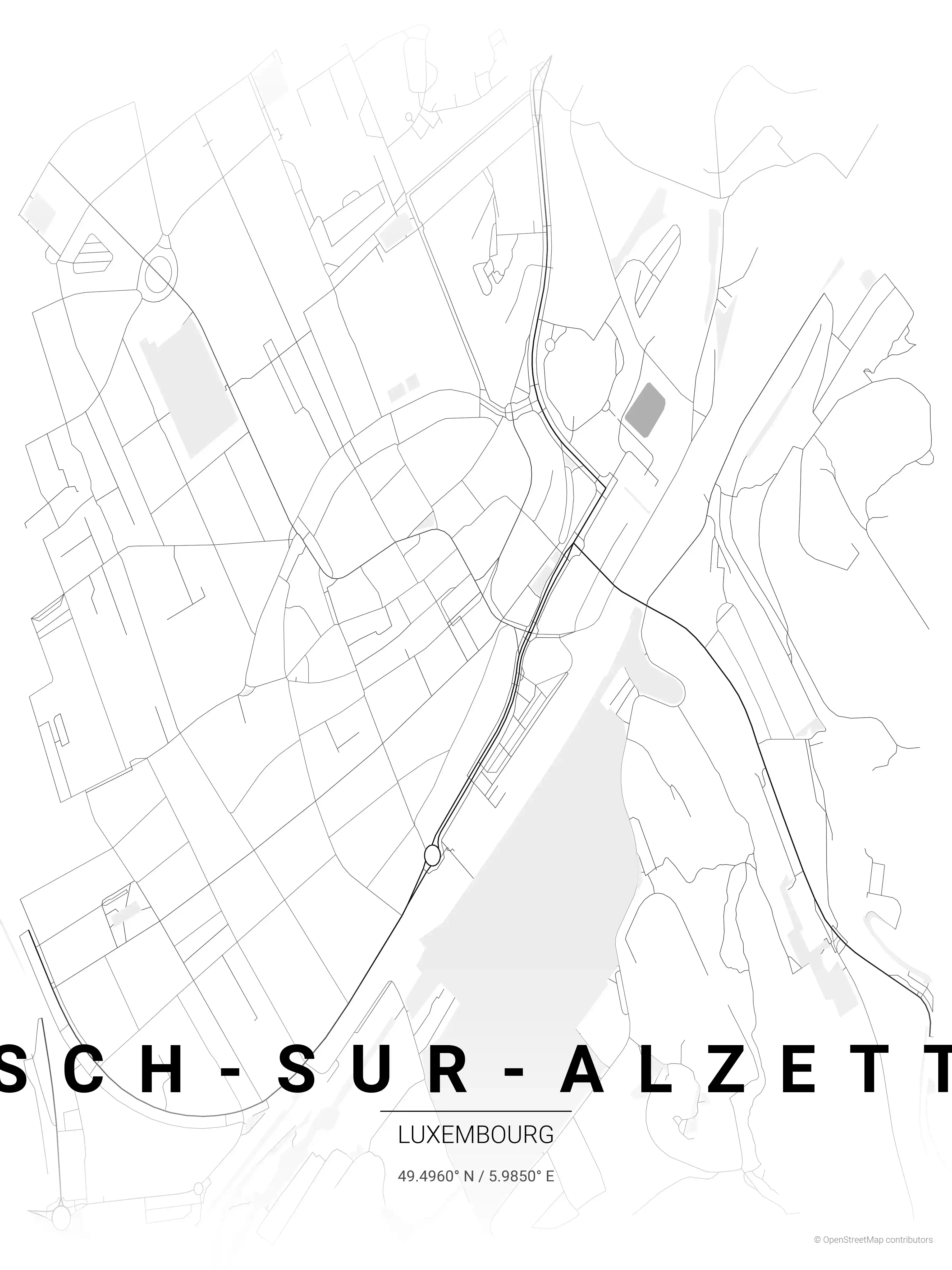 Esch-sur-Alzette contrast zones map