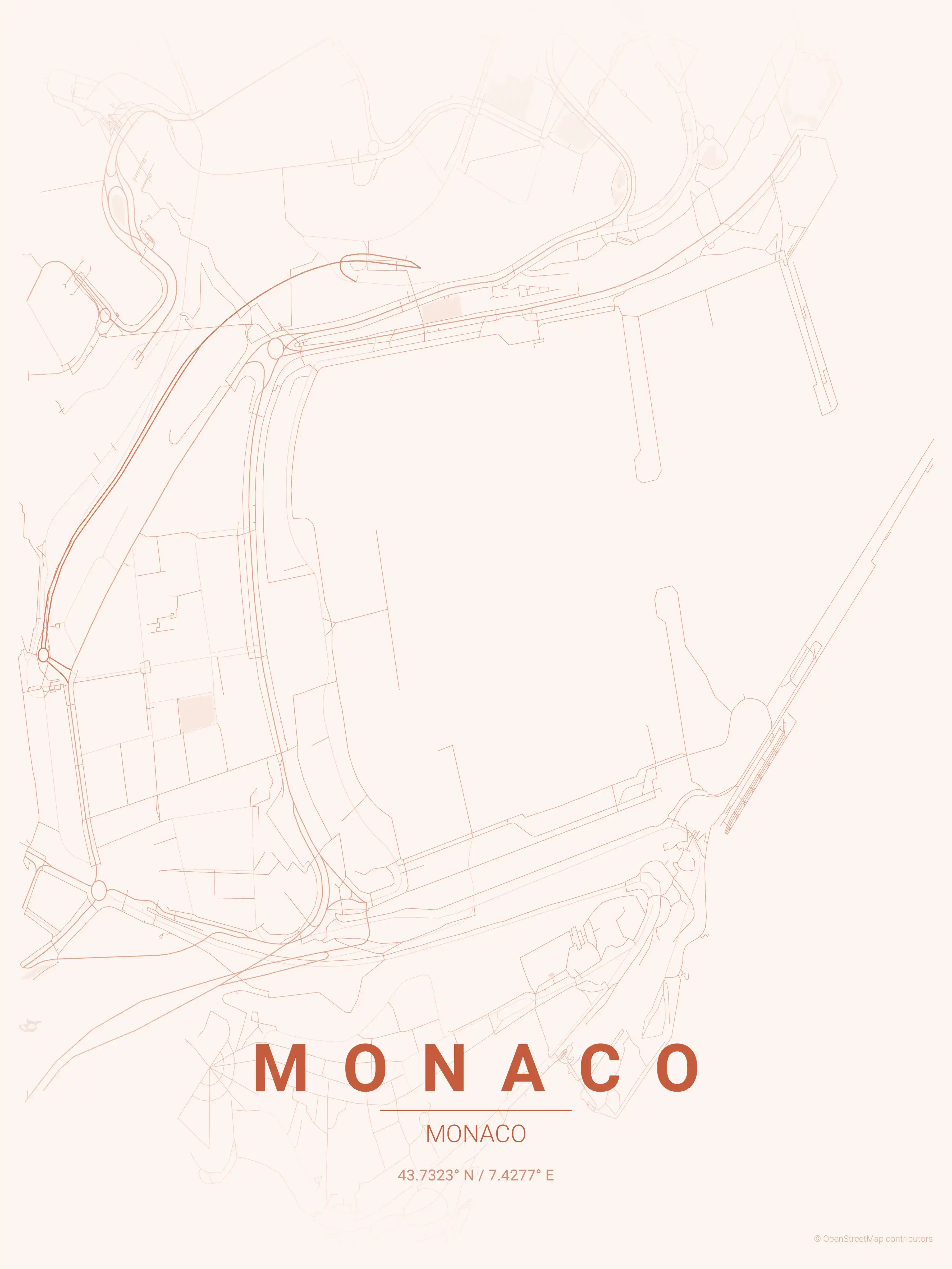 Monaco sunset map