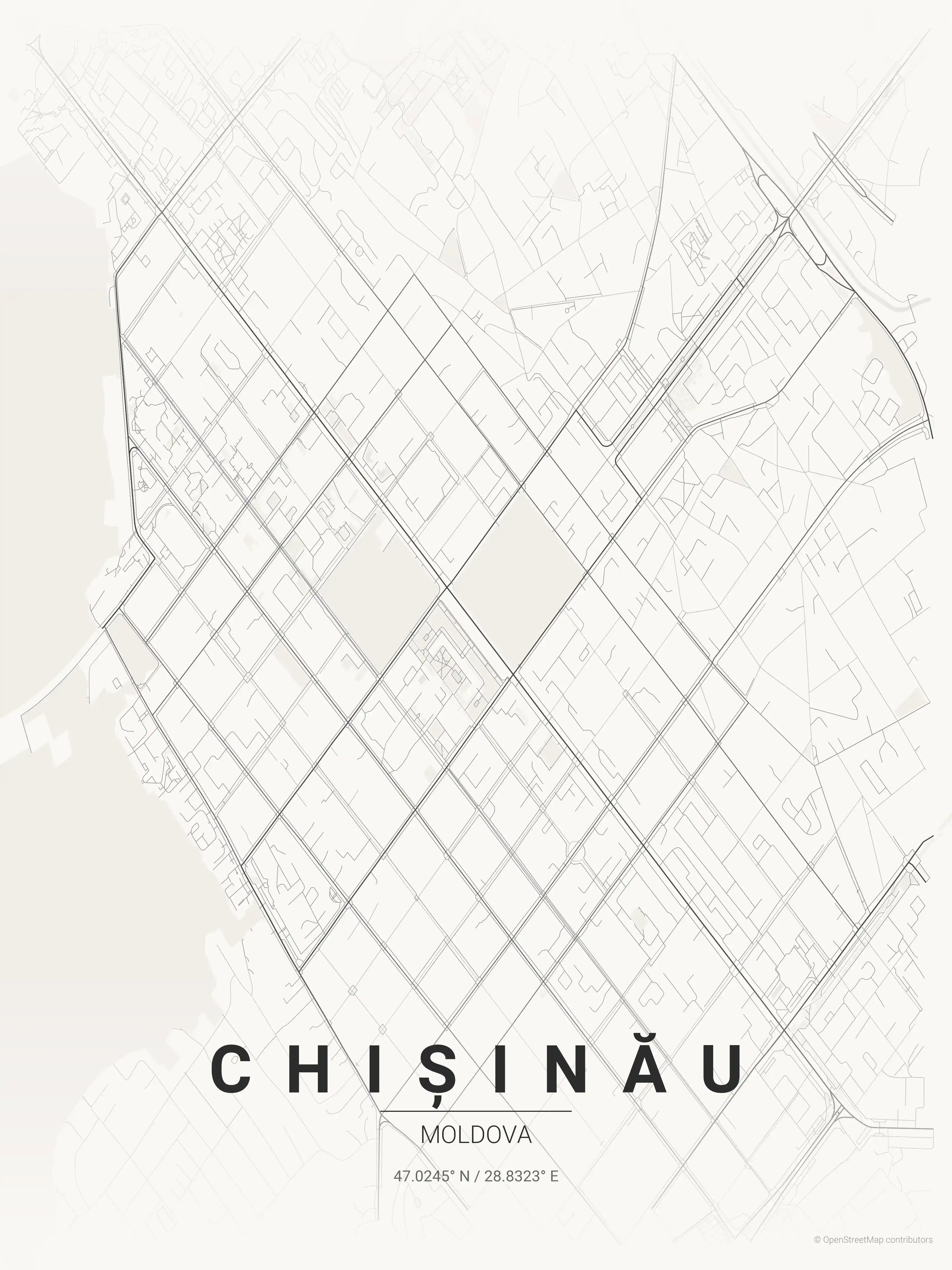 Minimalist japanese_ink street map of Chișinău, Moldova - Urban grid art