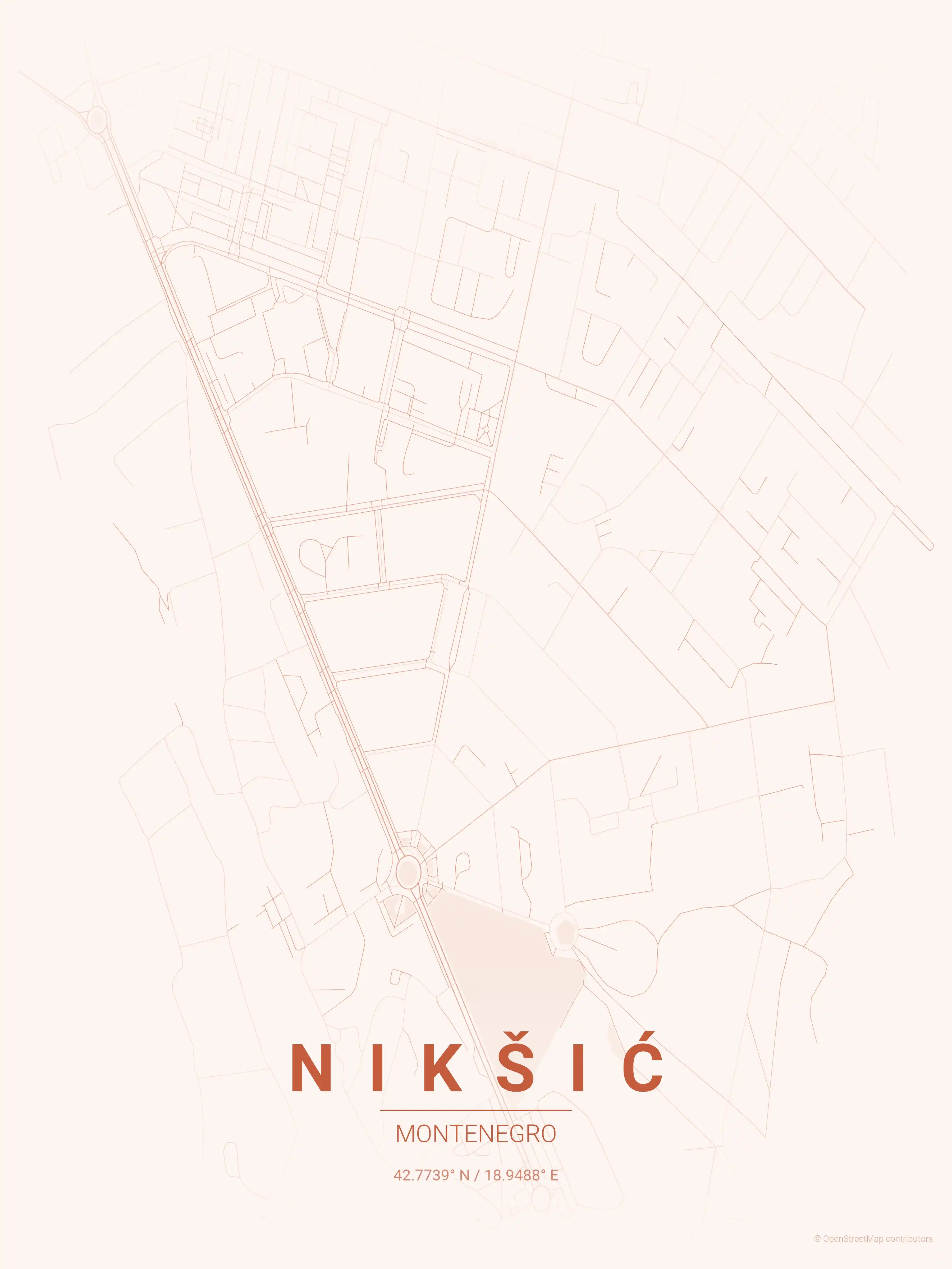 Nikšić sunset map