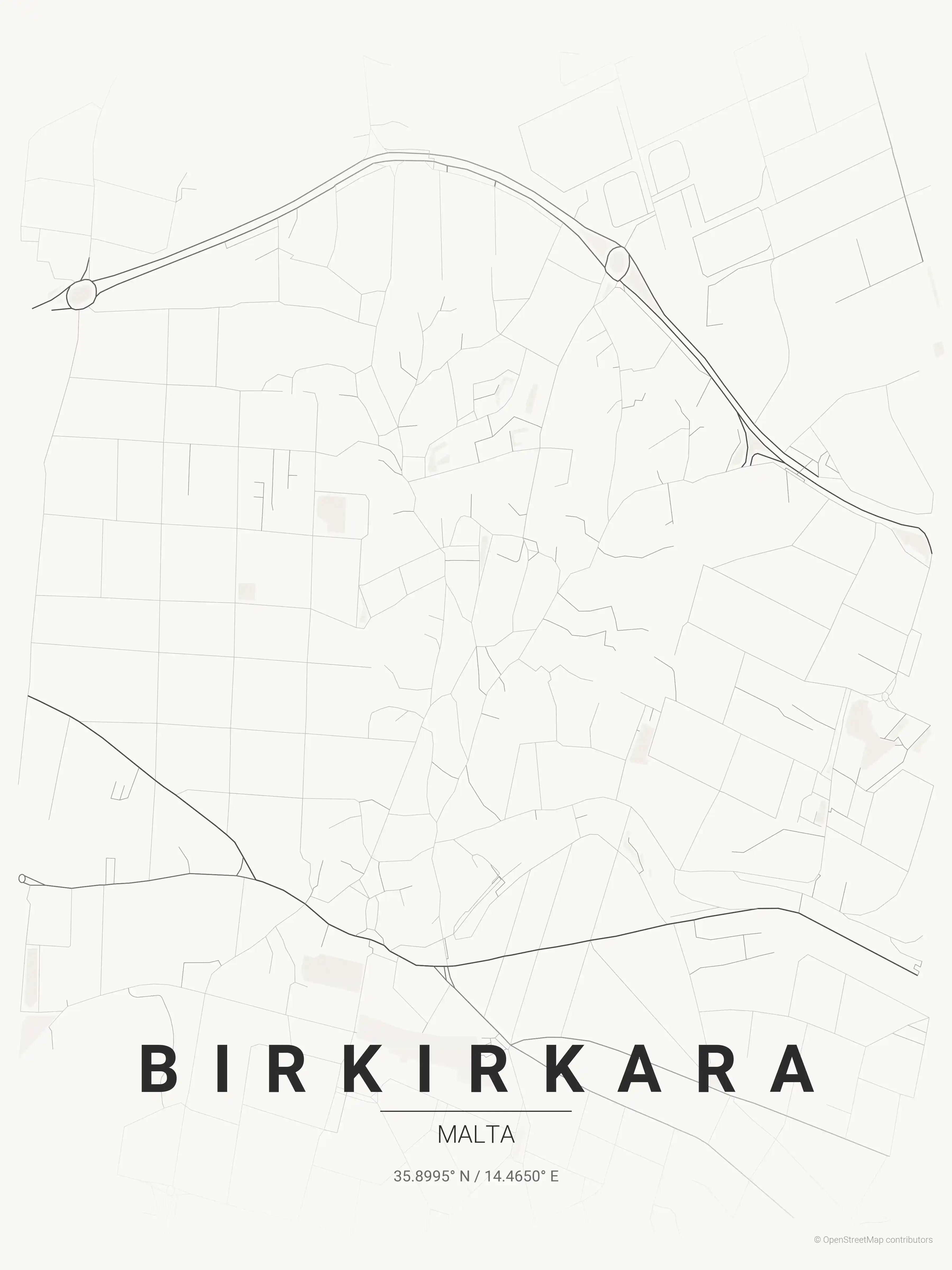 Minimalist japanese_ink street map of Birkirkara, Malta - Urban grid art