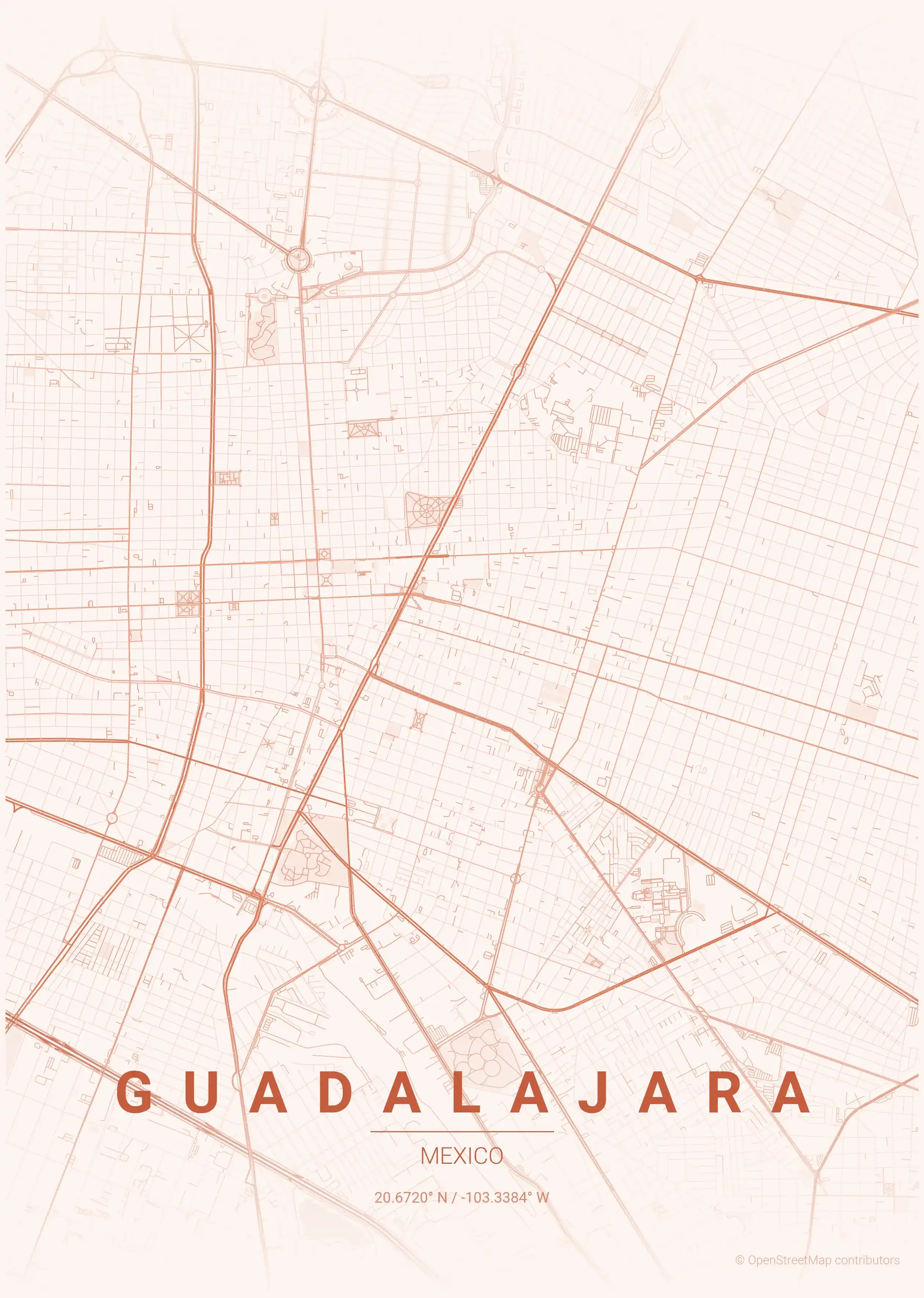 Guadalajara sunset map