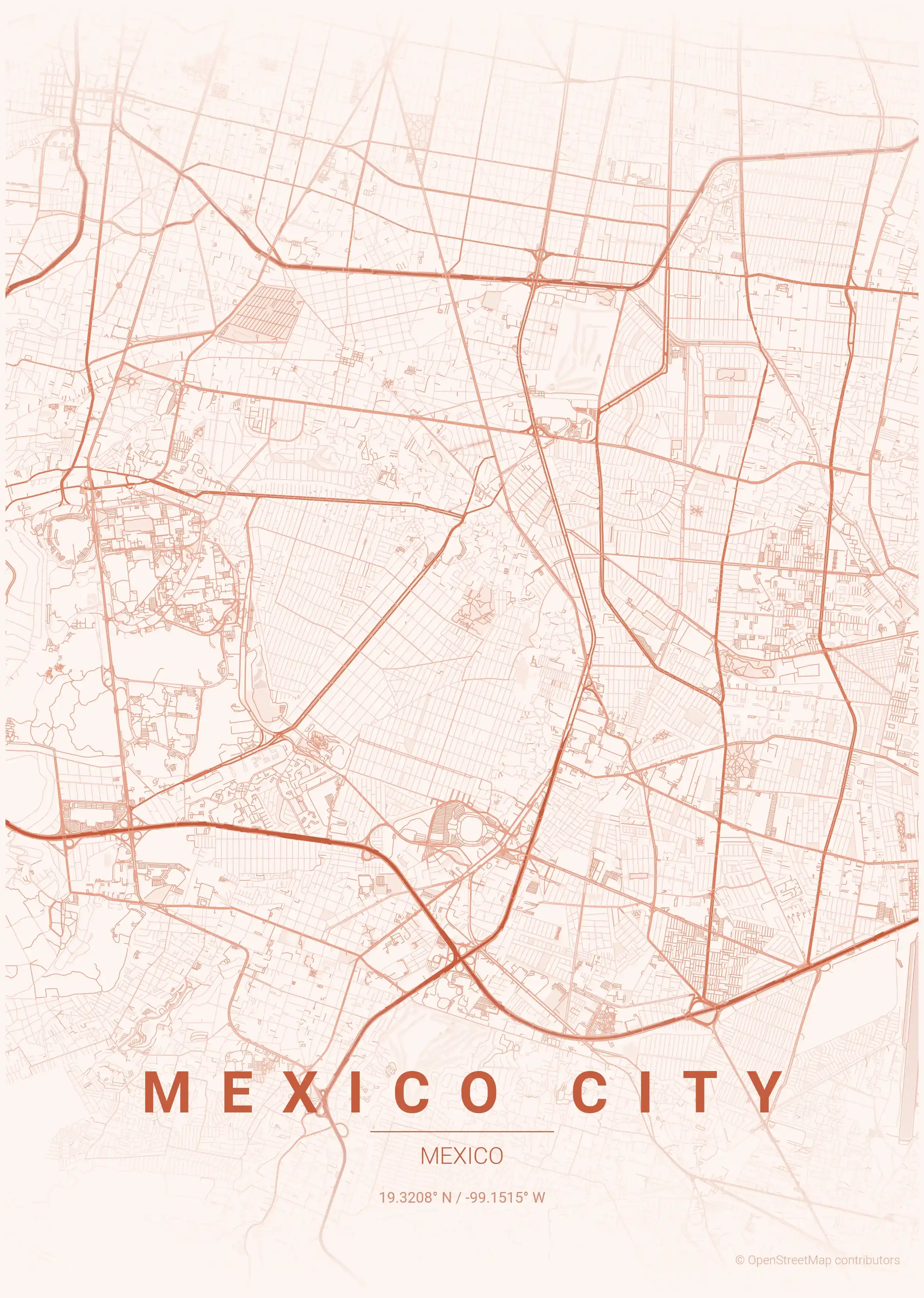 Mexico City sunset map