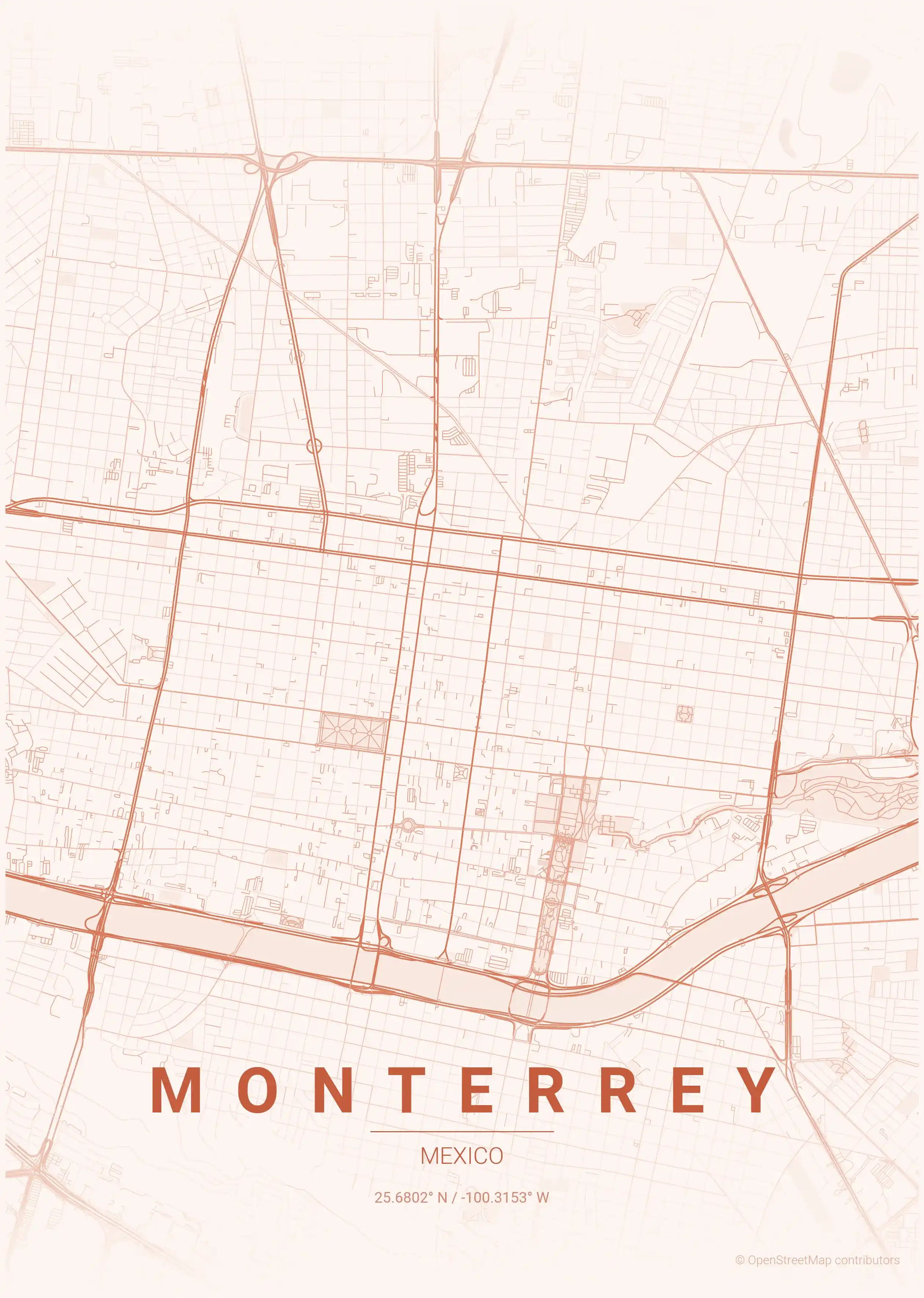 Monterrey sunset map