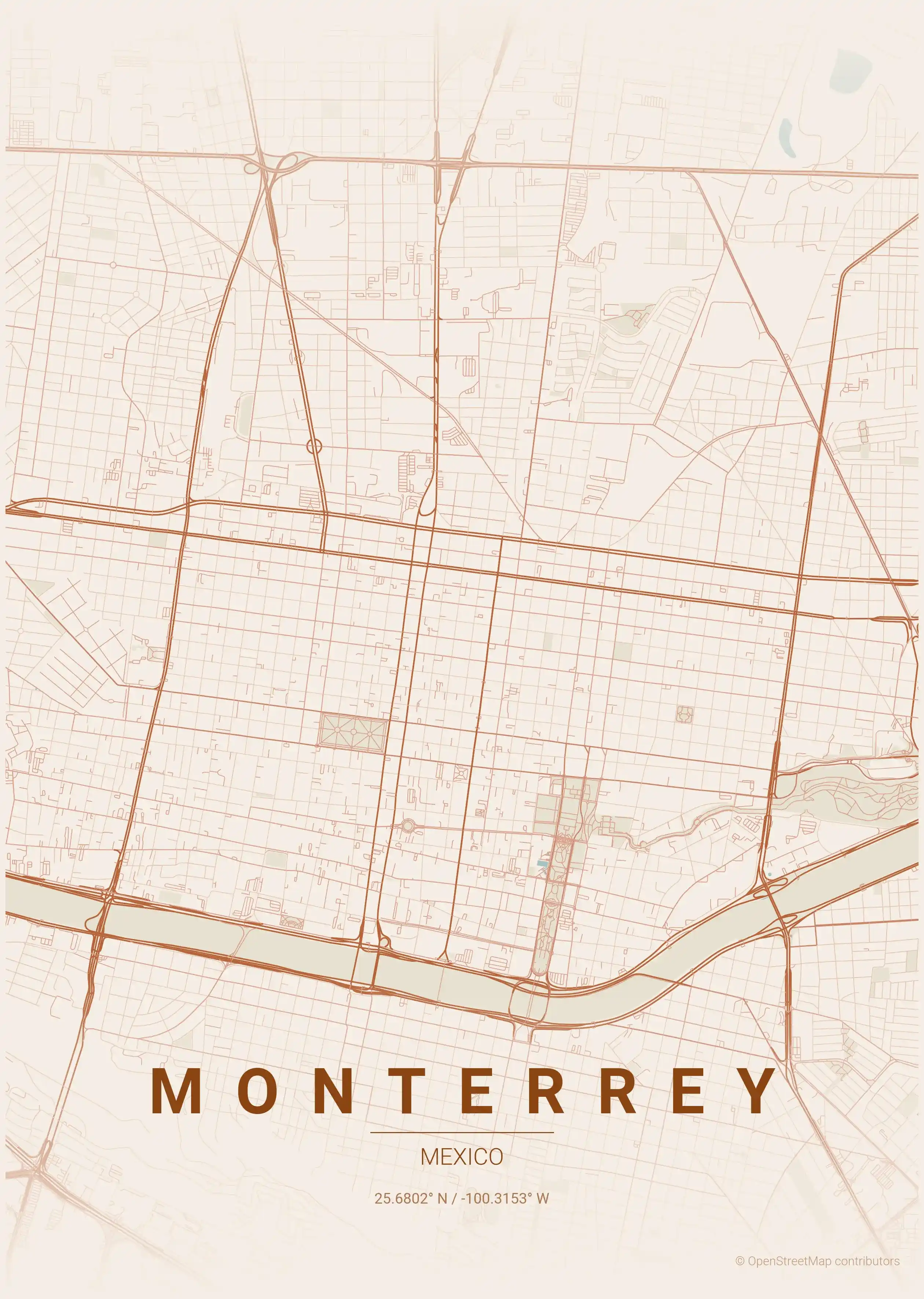 Monterrey terracotta map