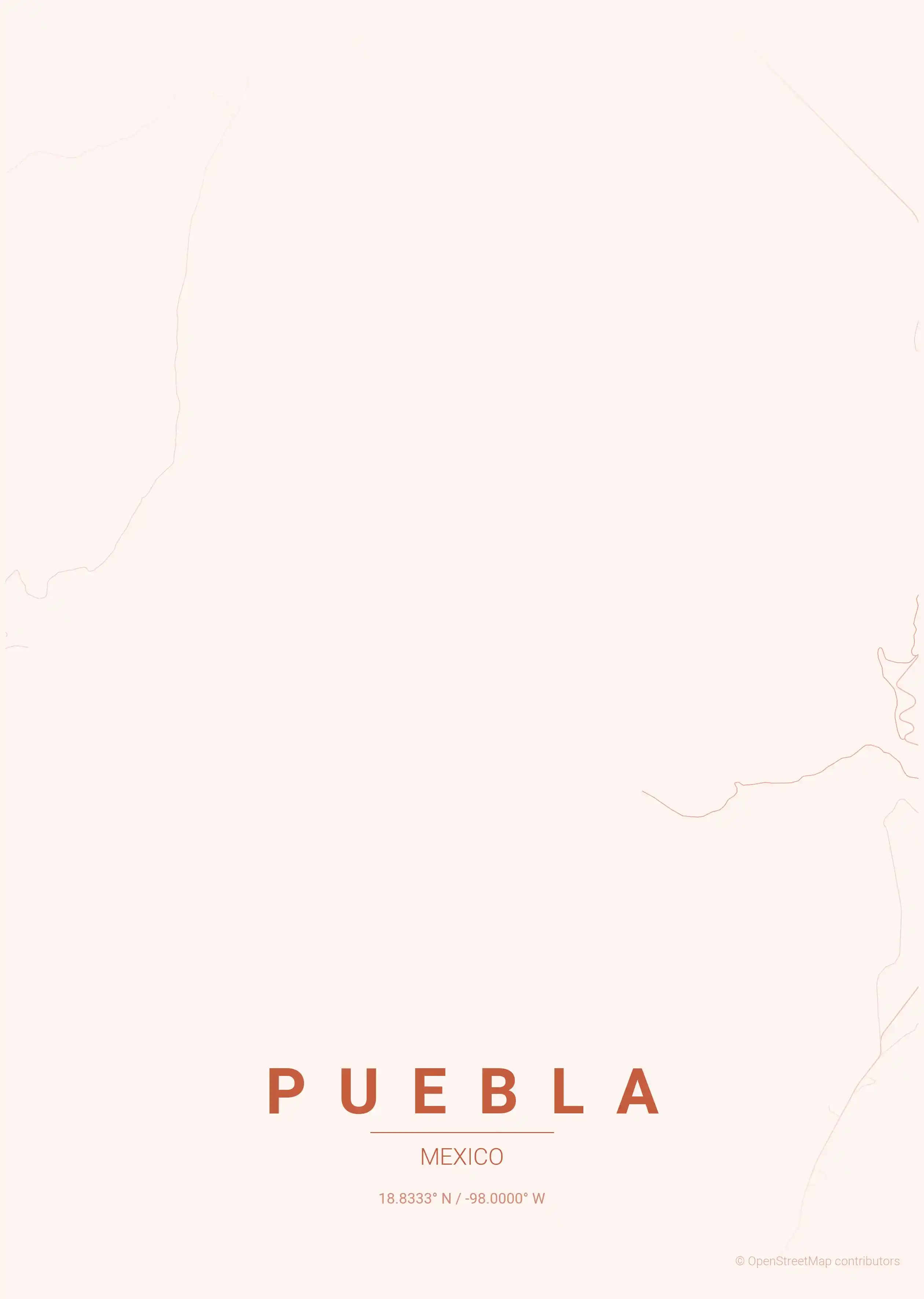 Puebla sunset map