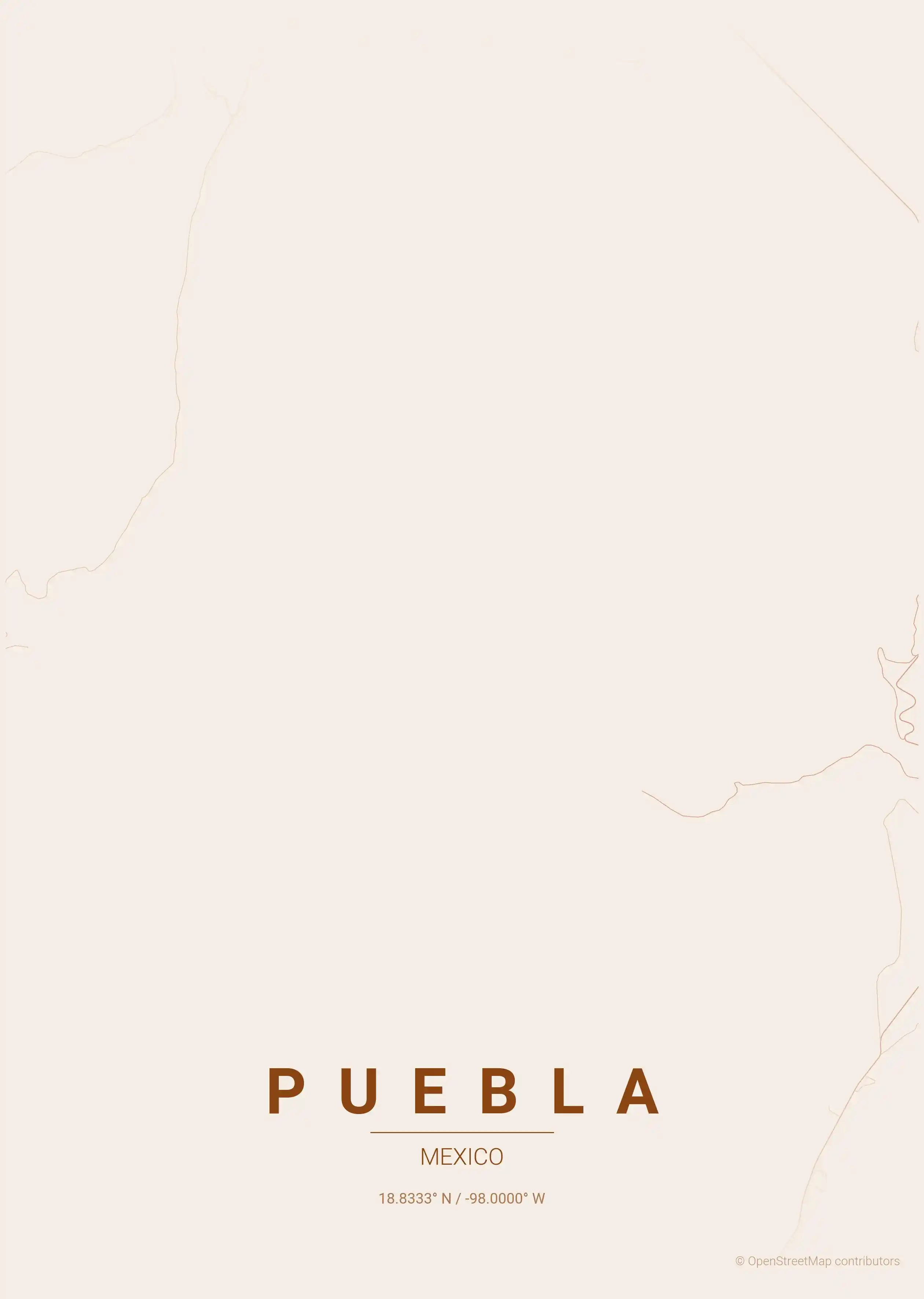 Puebla terracotta map