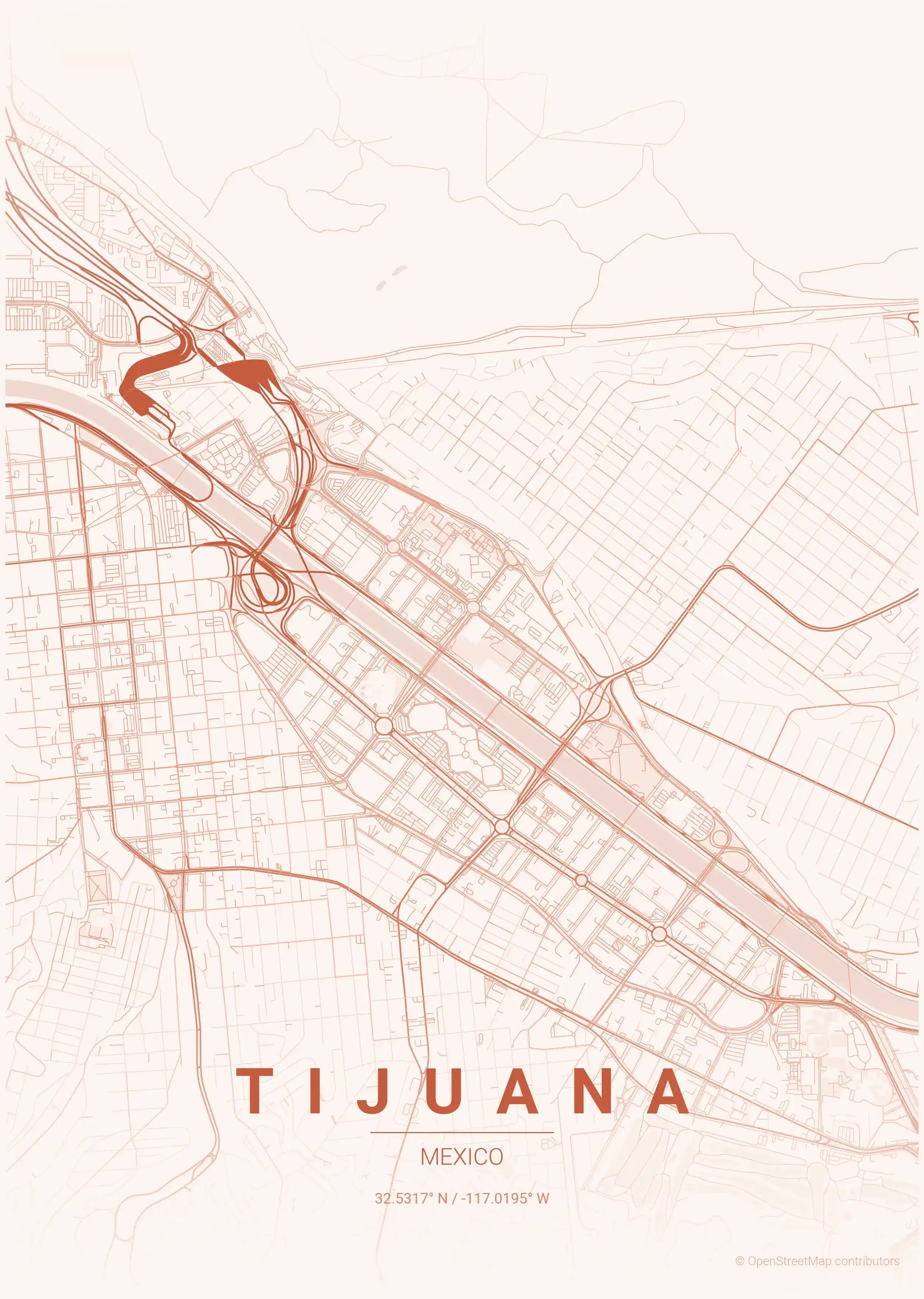 Tijuana sunset map