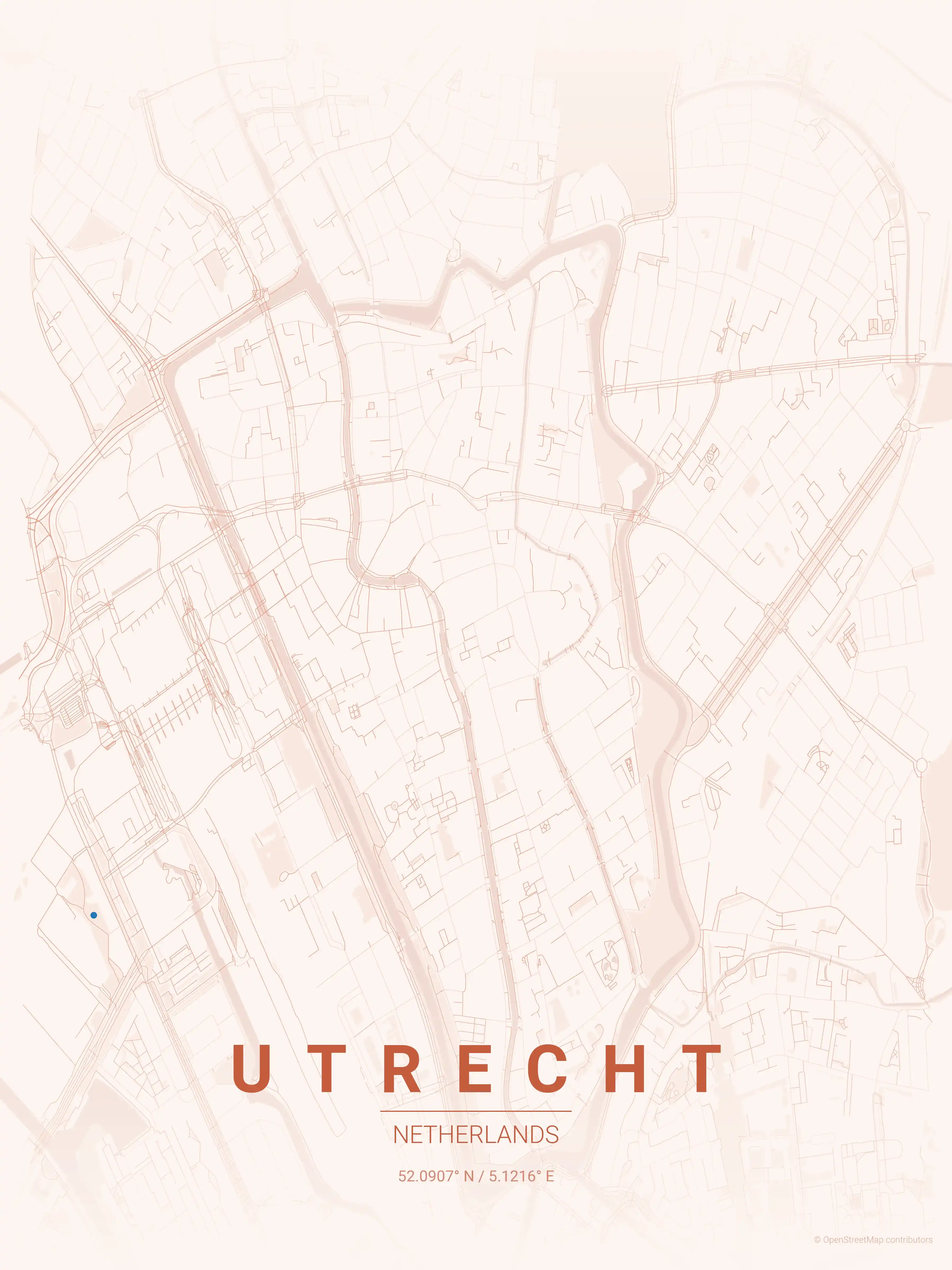 Minimalist sunset street map of Utrecht, Netherlands - Urban grid art