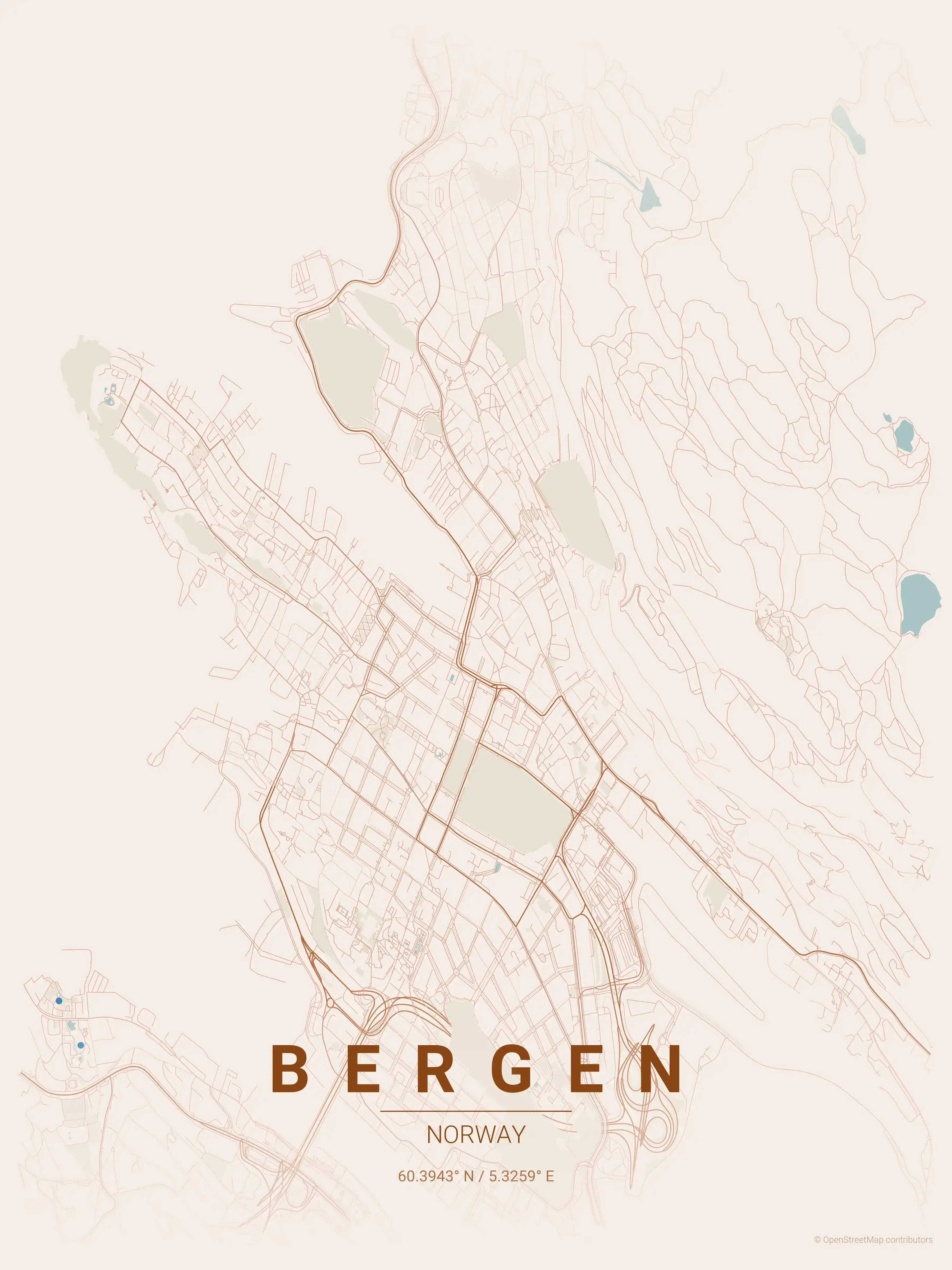 Bergen terracotta map