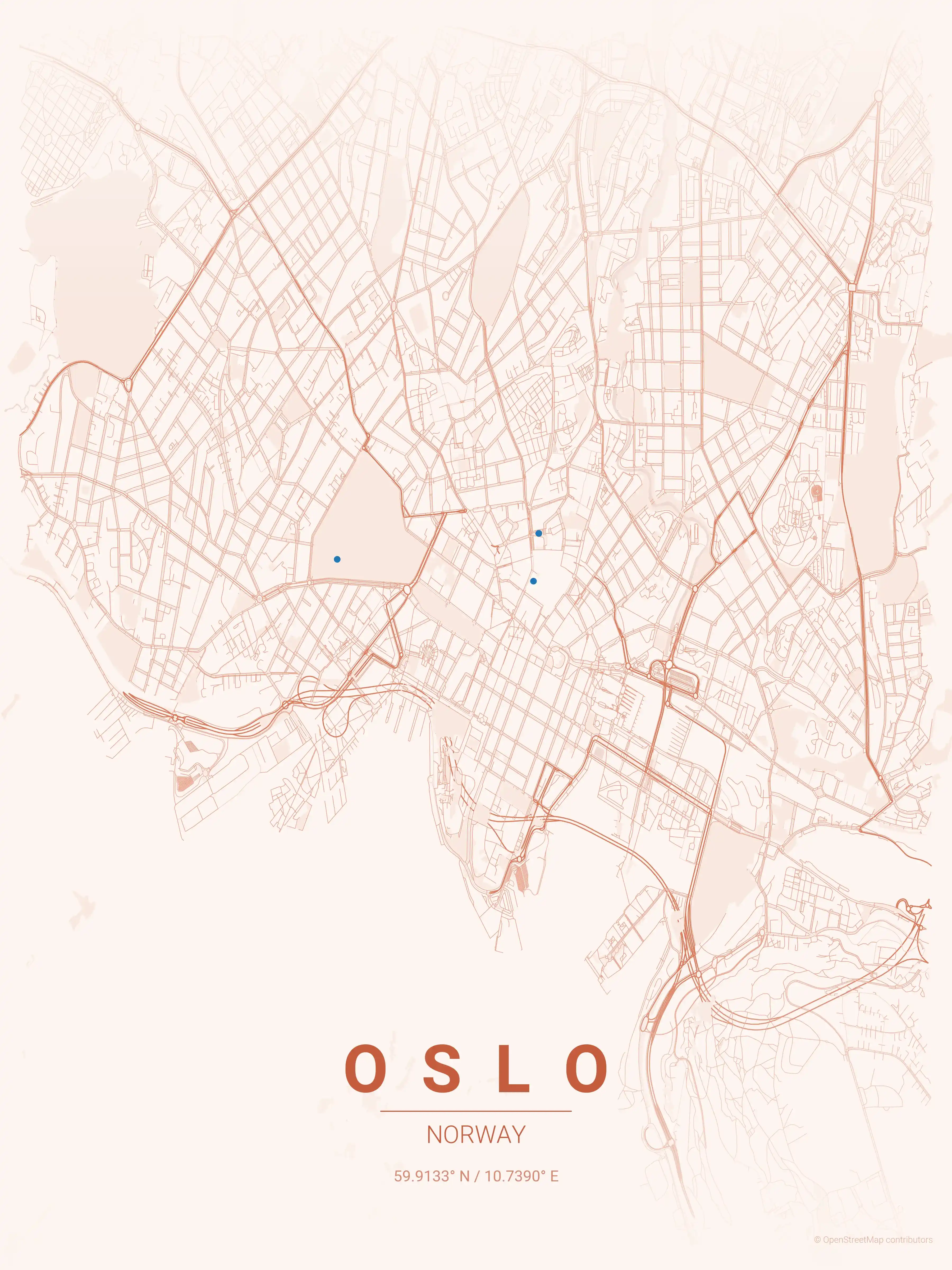 Oslo sunset map