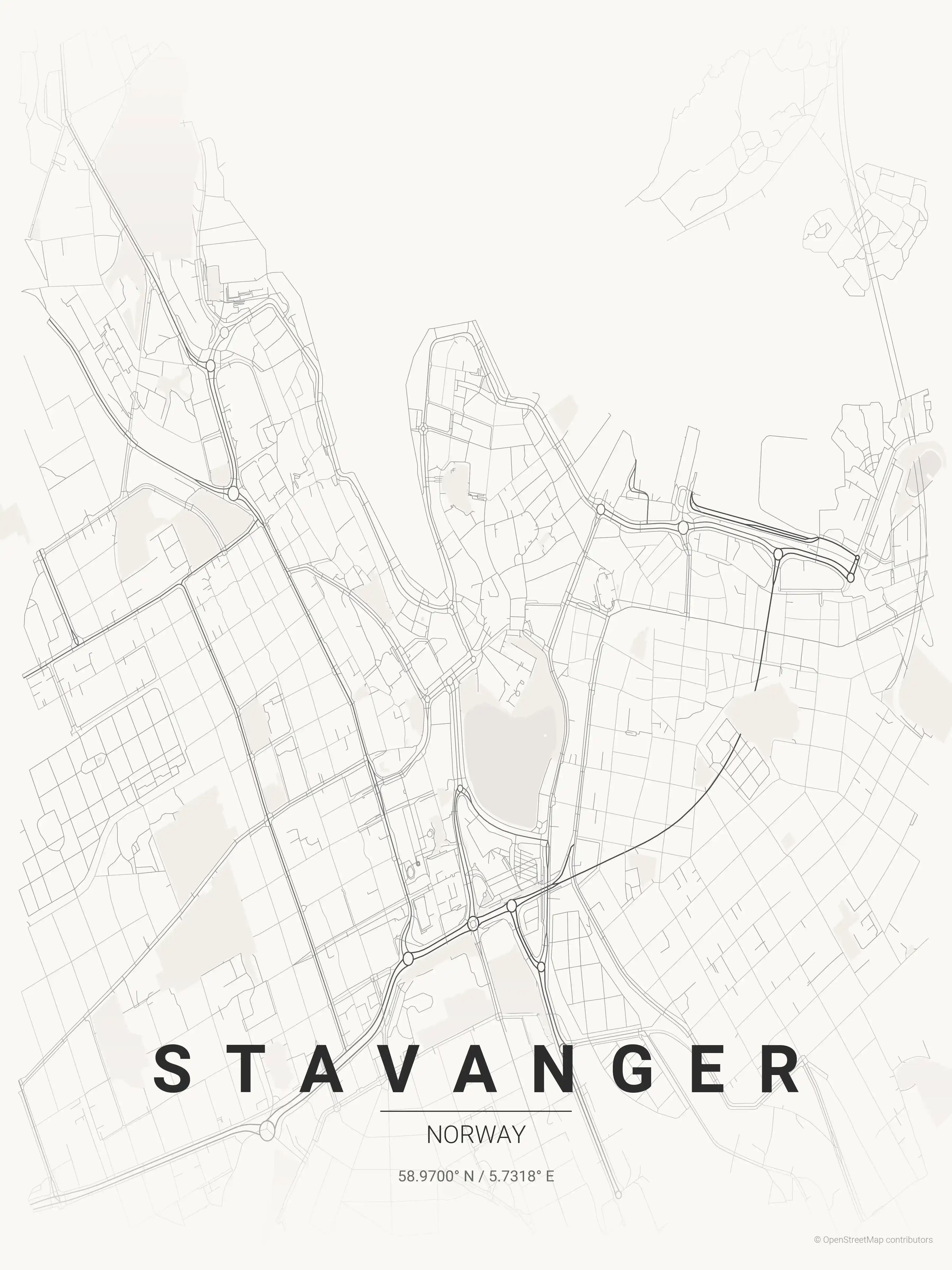 Minimalist japanese_ink street map of Stavanger, Norway - Urban grid art