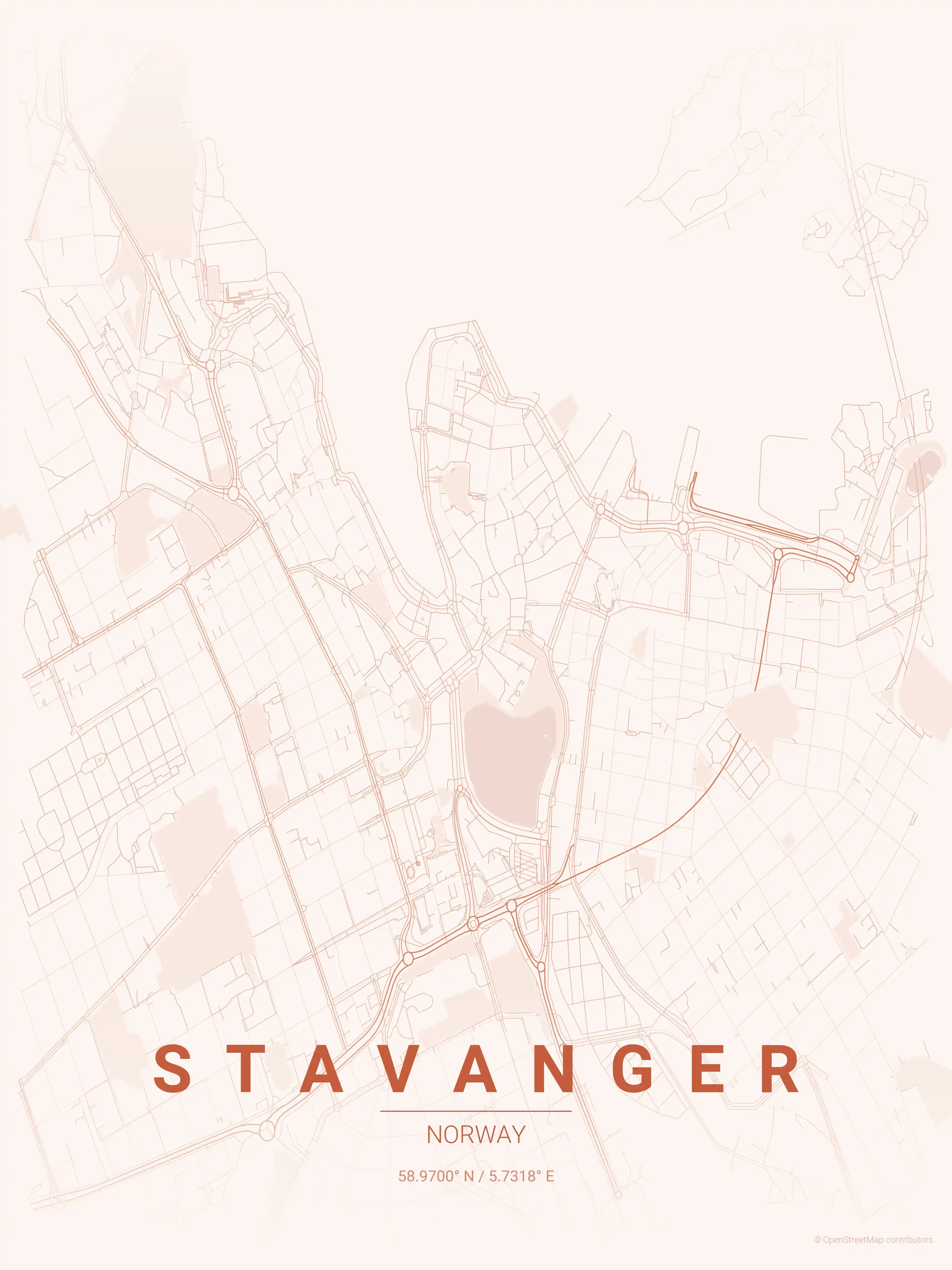 Stavanger sunset map