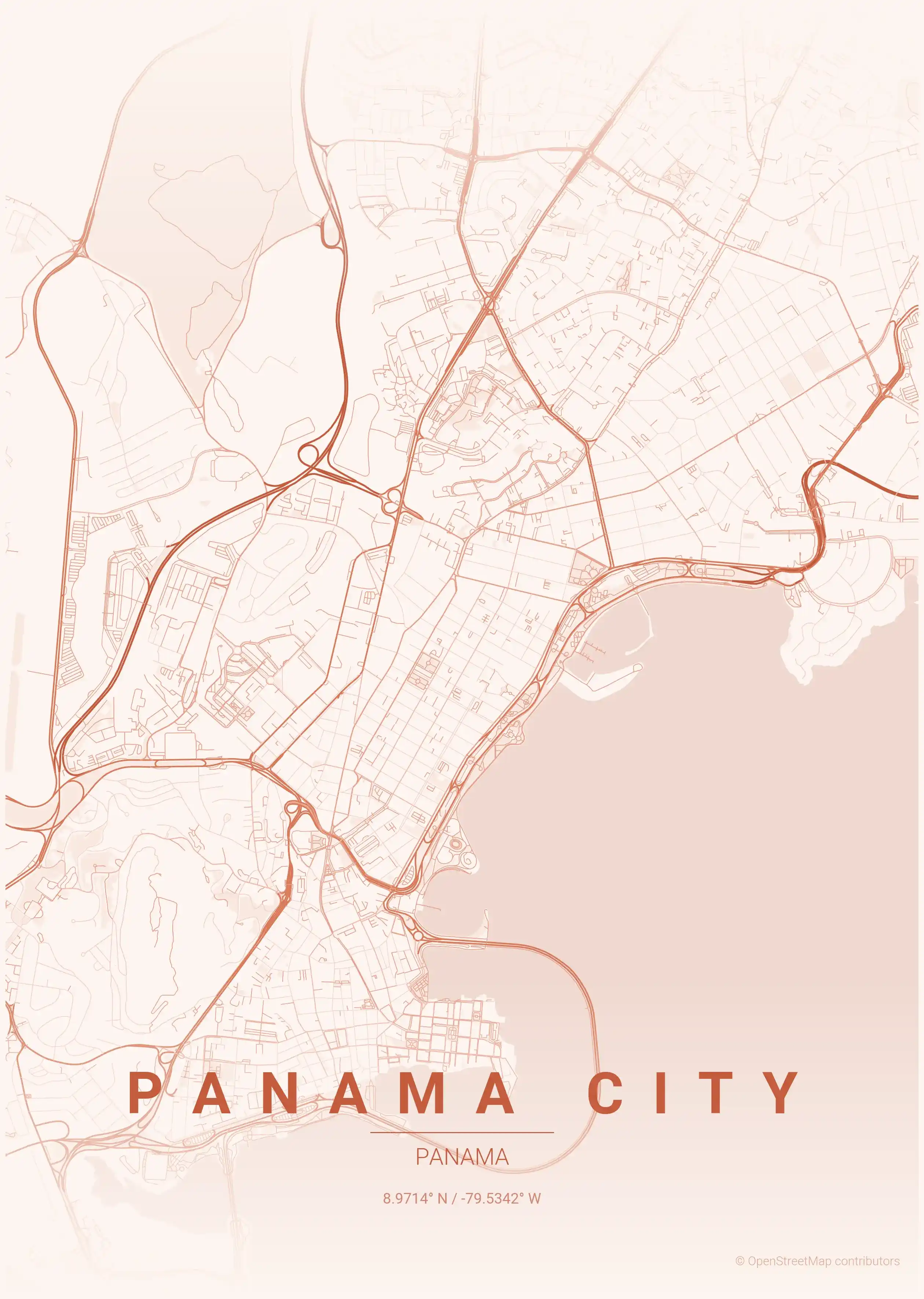 Panama City sunset map
