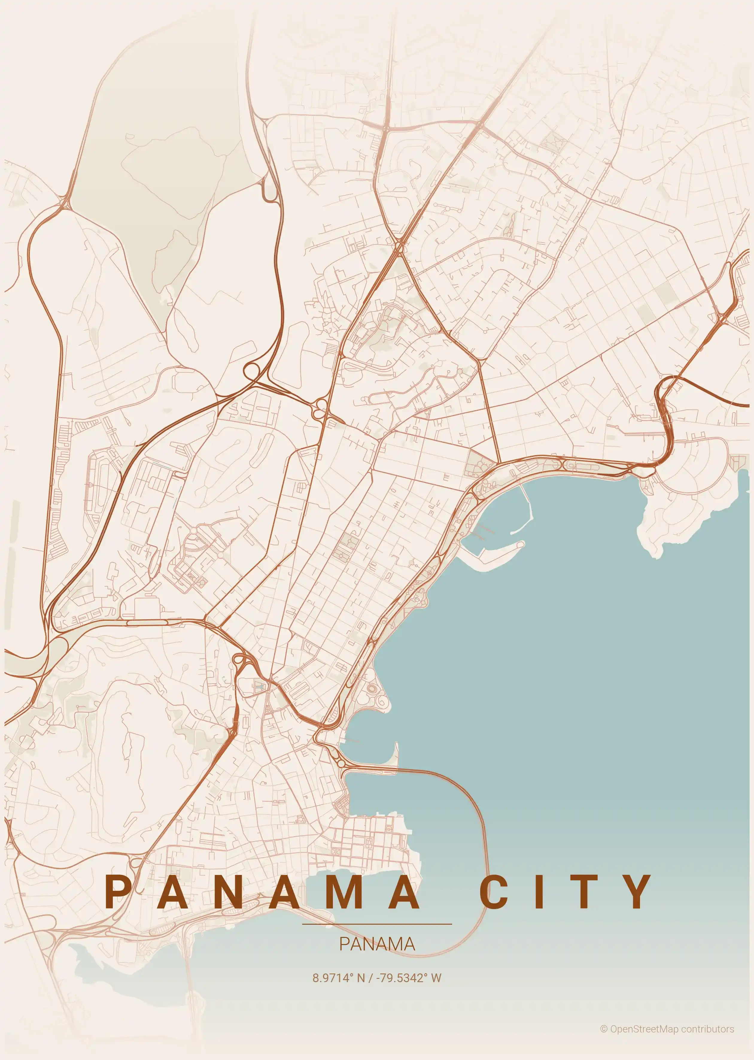 Panama City terracotta map