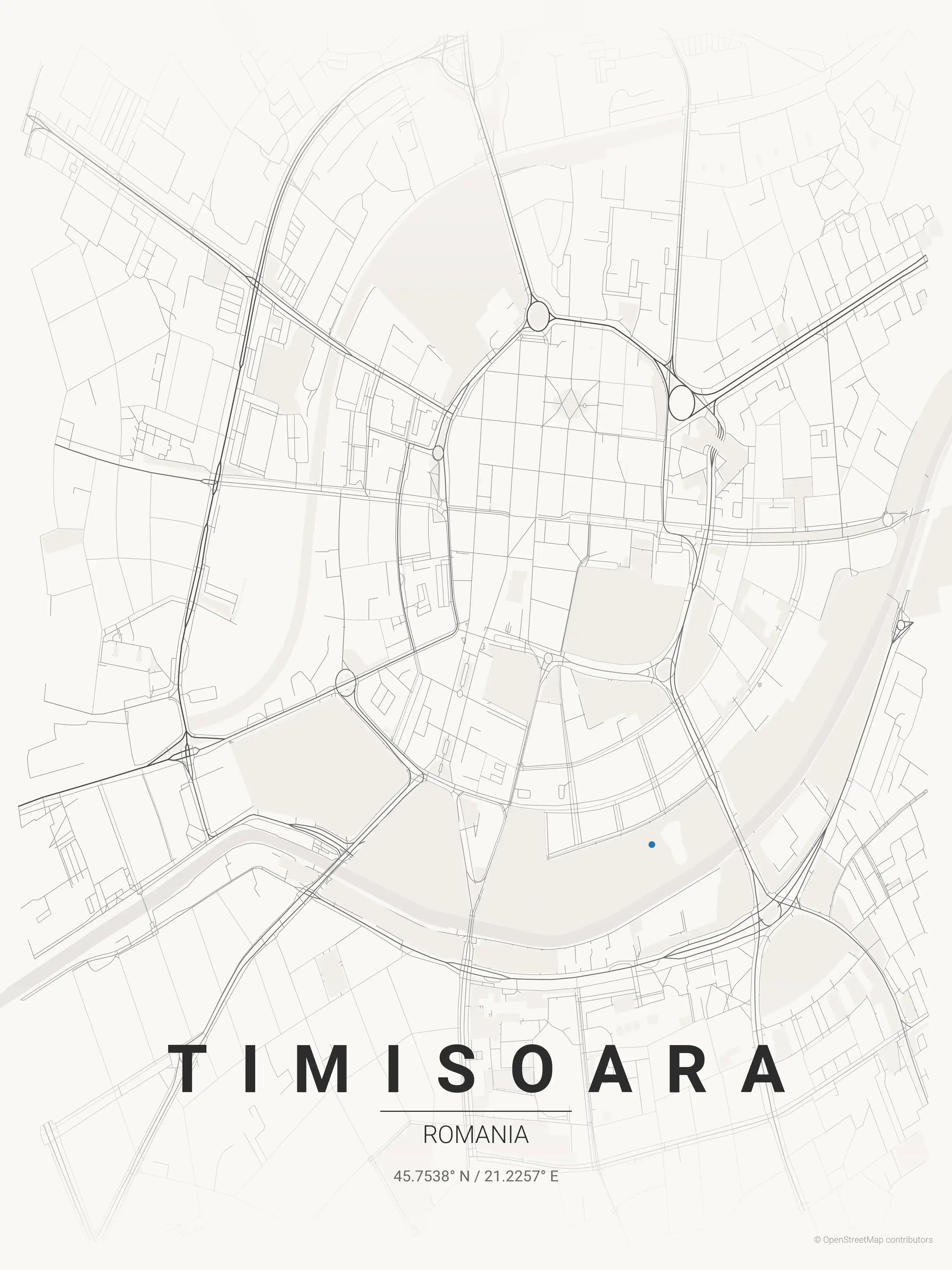 Minimalist japanese_ink street map of Timisoara, Romania - Urban grid art